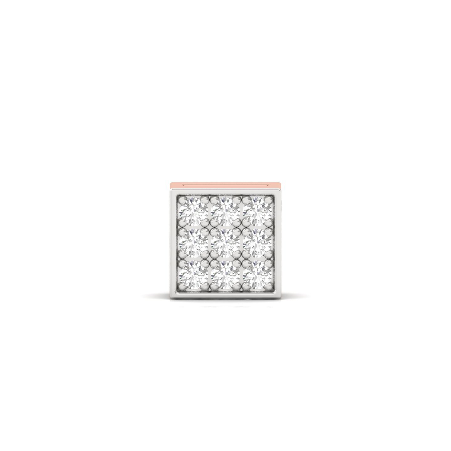 Round Cut Diamond Square Men’s Stud | Bold Lab Grown CVD Diamond Earring | 925 Silver | 10K | 14K | 18K - Rose Gold Main View