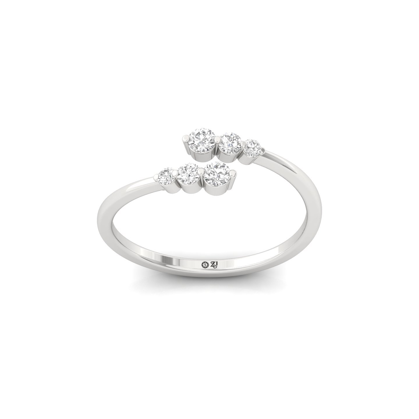 Round Cut Diamond Twisted Band Ring | Elegant Lab Grown CVD Diamond Promise Ring | 925 Silver | 10K | 14K | 18K - Main View