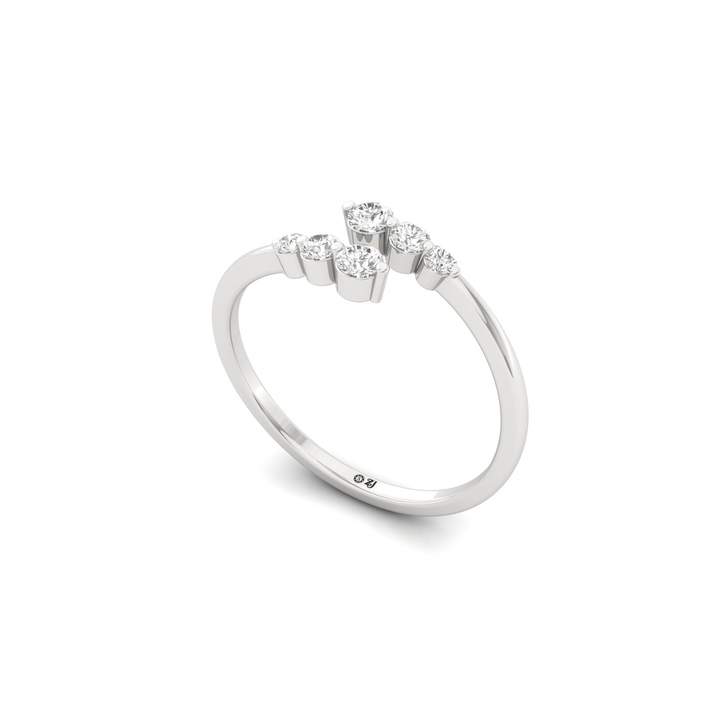 Round Cut Diamond Twisted Band Ring | Elegant Lab Grown CVD Diamond Promise Ring | 925 Silver | 10K | 14K | 18K - View 2