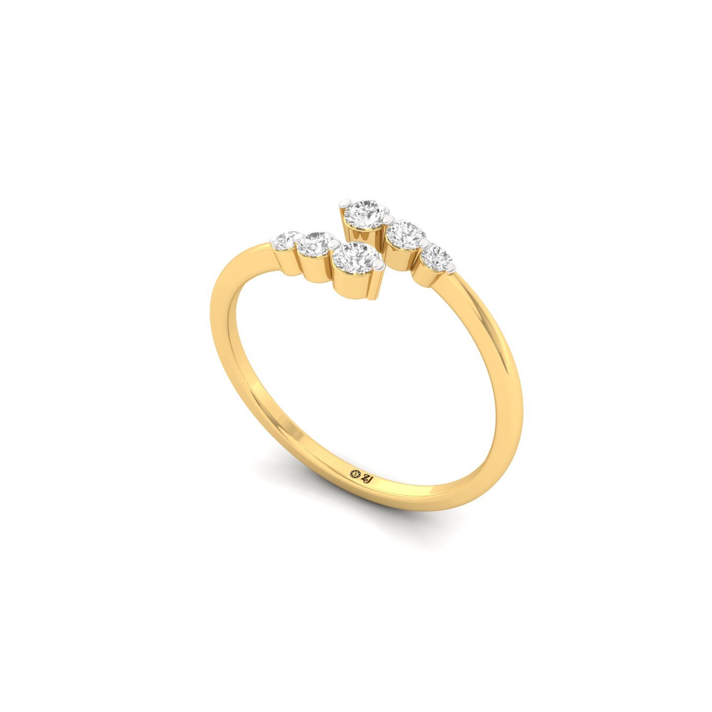 Round Cut Diamond Twisted Band Ring | Elegant Lab Grown CVD Diamond Promise Ring | 925 Silver | 10K | 14K | 18K - View 2