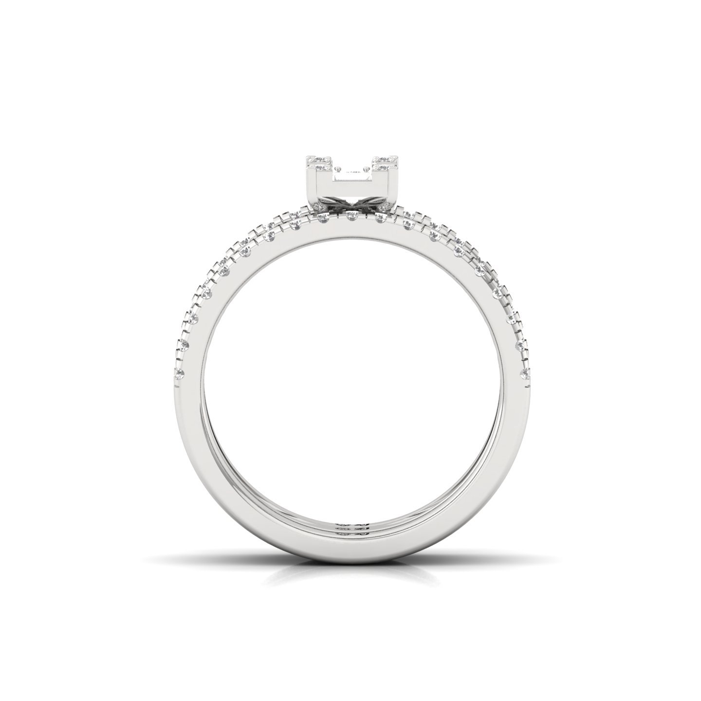 Baguette & Round Cut Diamond Bridal Ring Set | Lab Grown CVD Diamond Engagement & Wedding Band | 925 Silver | 10K | 14K | 18K - View 3