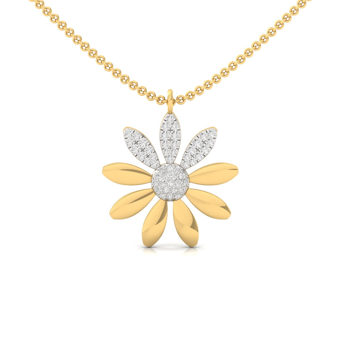 Daisy Flower Diamond Pendant | Lab Grown CVD Diamond Floral Necklace | 925 Silver | 10K | 14K | 18K - Gold Main View