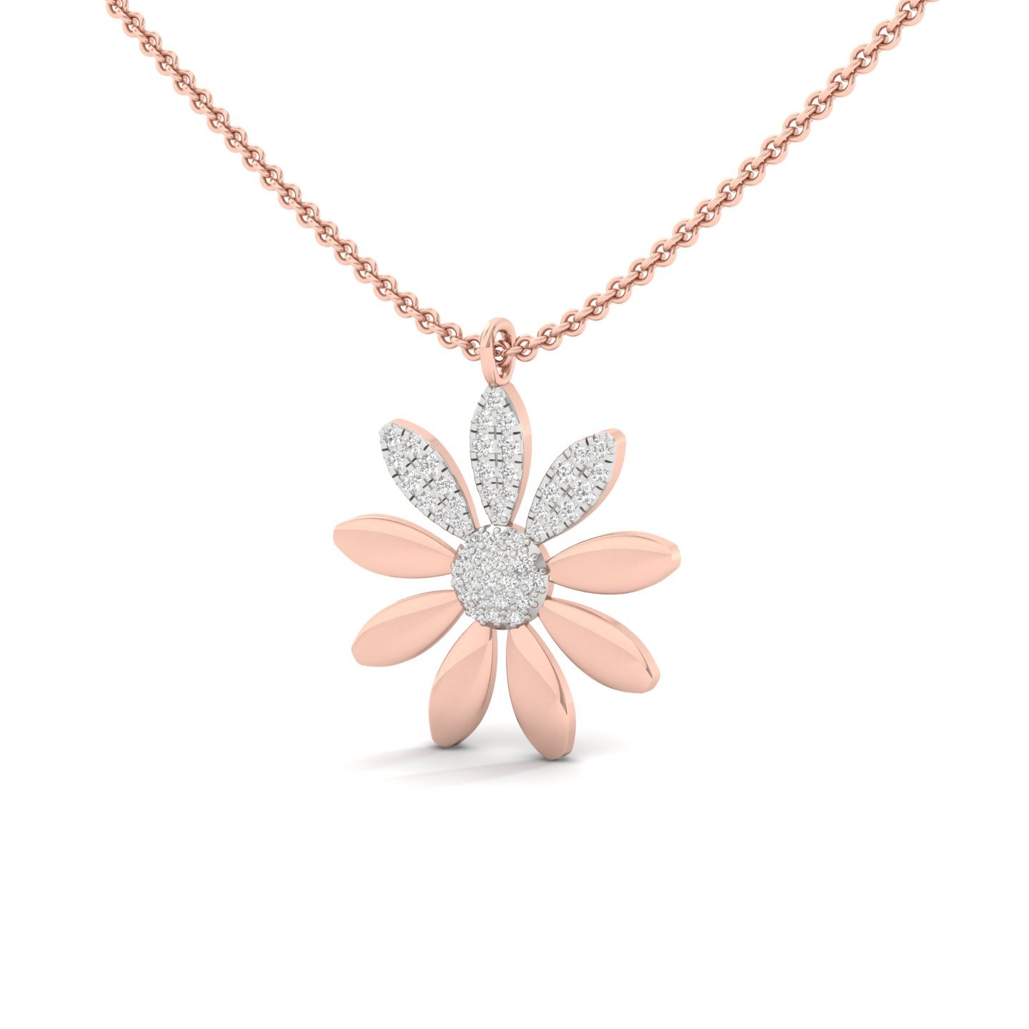 Daisy Flower Diamond Pendant | Lab Grown CVD Diamond Floral Necklace | 925 Silver | 10K | 14K | 18K - View 2