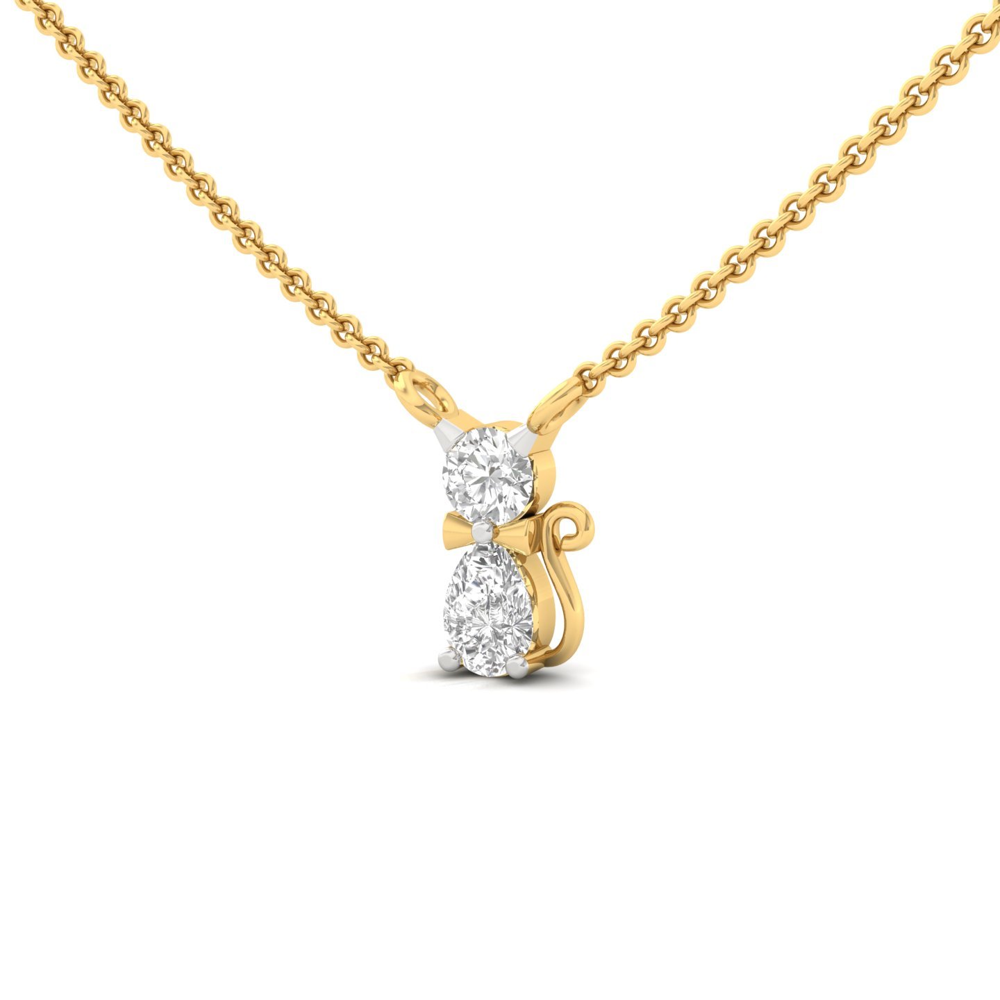 at Design Diamond Pendant (With Chain) | Lab Grown CVD Diamond Animal Inspired Necklace | 925 Silver | 10K | 14K | 18K - View 2
