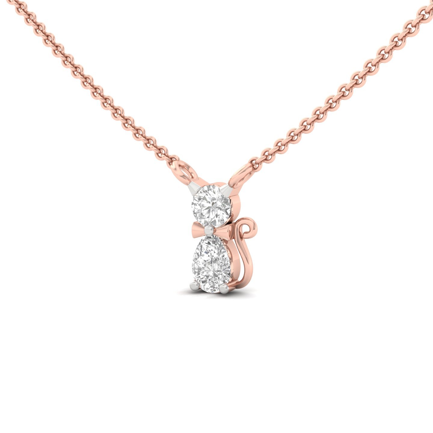 at Design Diamond Pendant (With Chain) | Lab Grown CVD Diamond Animal Inspired Necklace | 925 Silver | 10K | 14K | 18K - Rose Gold Main View