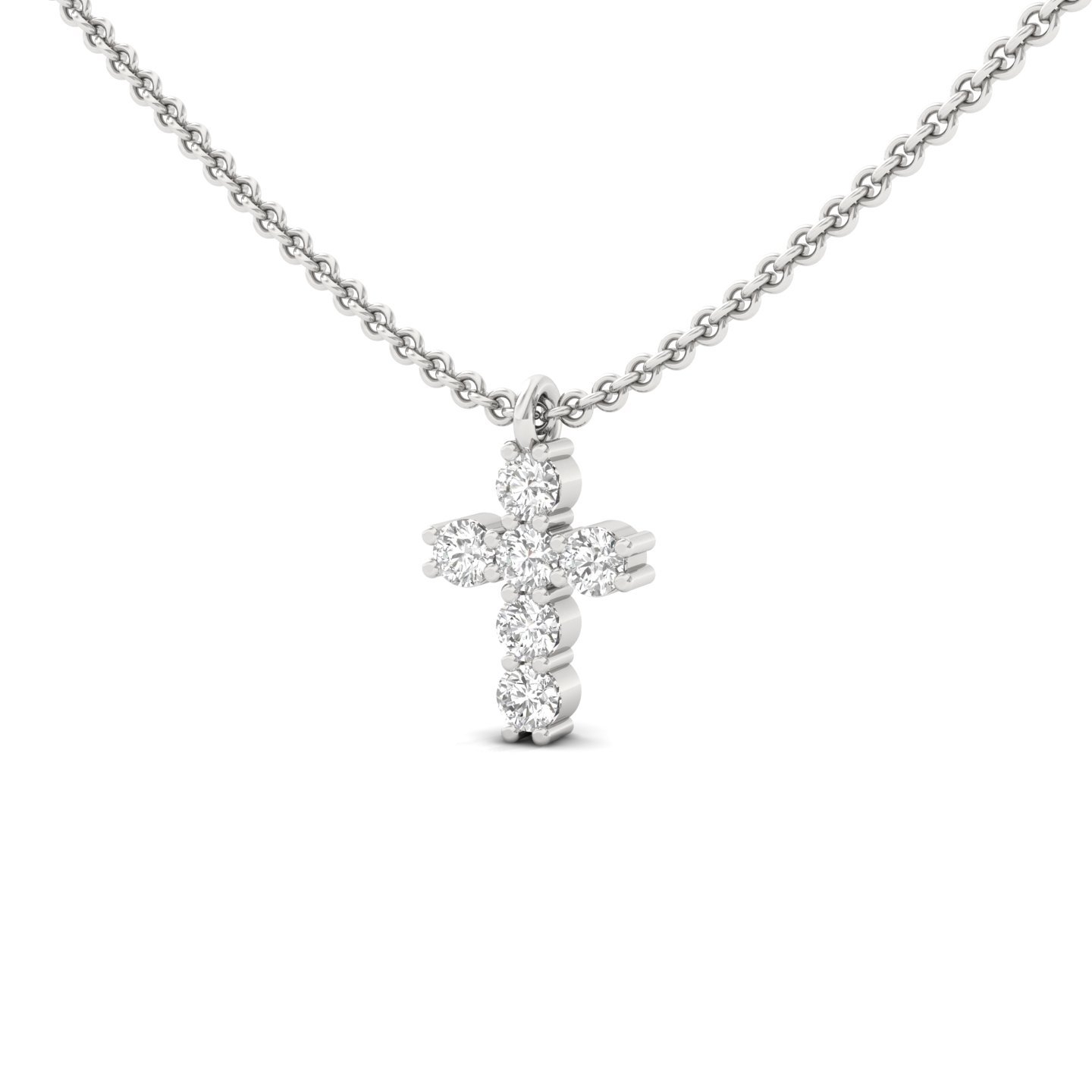 Cross Design Diamond Pendant (With Chain) | Lab Grown CVD Diamond Religious Necklace | 925 Silver | 10K | 14K | 18K - View 2