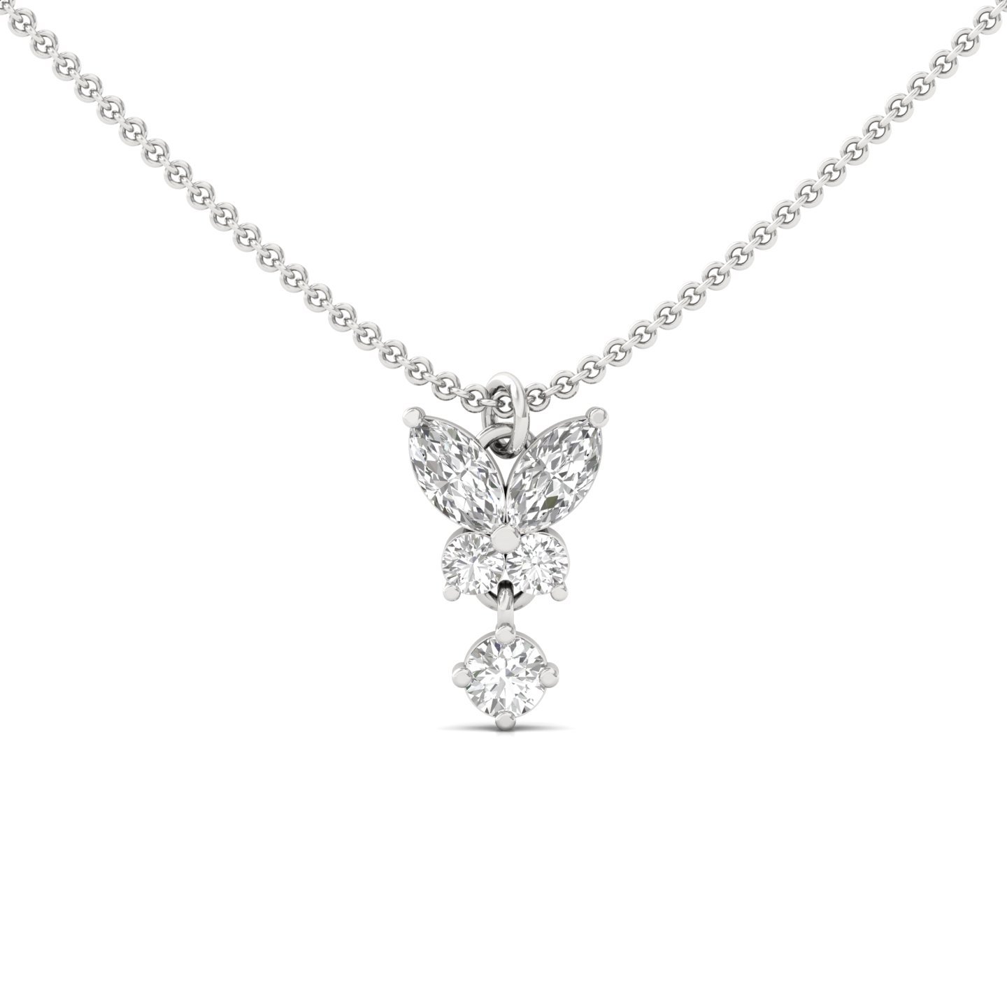 Butterfly Design Diamond Pendant (With Chain) | Lab Grown CVD Diamond Nature Inspired Necklace | 925 Silver | 10K | 14K | 18K - Main View