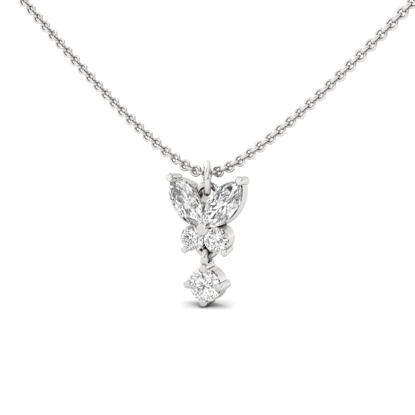 Butterfly Design Diamond Pendant (With Chain) | Lab Grown CVD Diamond Nature Inspired Necklace | 925 Silver | 10K | 14K | 18K - View 2