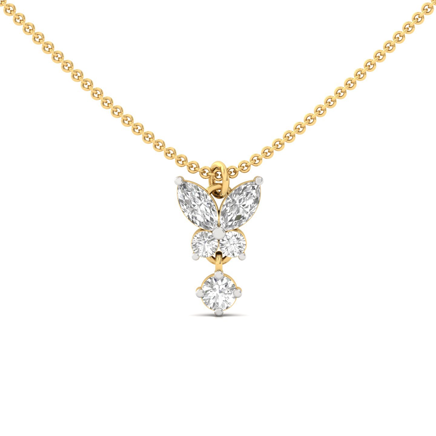 Butterfly Design Diamond Pendant (With Chain) | Lab Grown CVD Diamond Nature Inspired Necklace | 925 Silver | 10K | 14K | 18K - Gold Main View