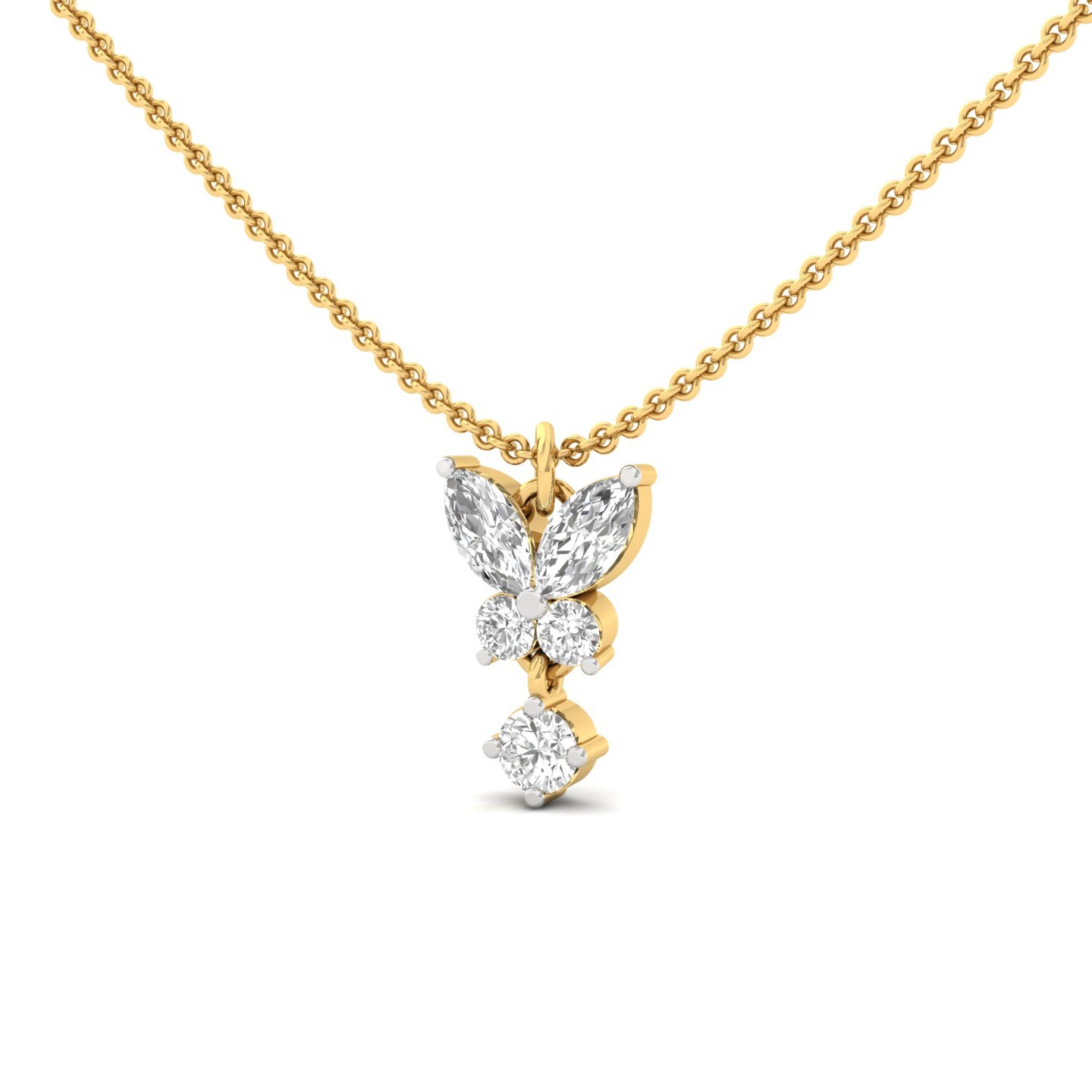 Butterfly Design Diamond Pendant (With Chain) | Lab Grown CVD Diamond Nature Inspired Necklace | 925 Silver | 10K | 14K | 18K - View 2