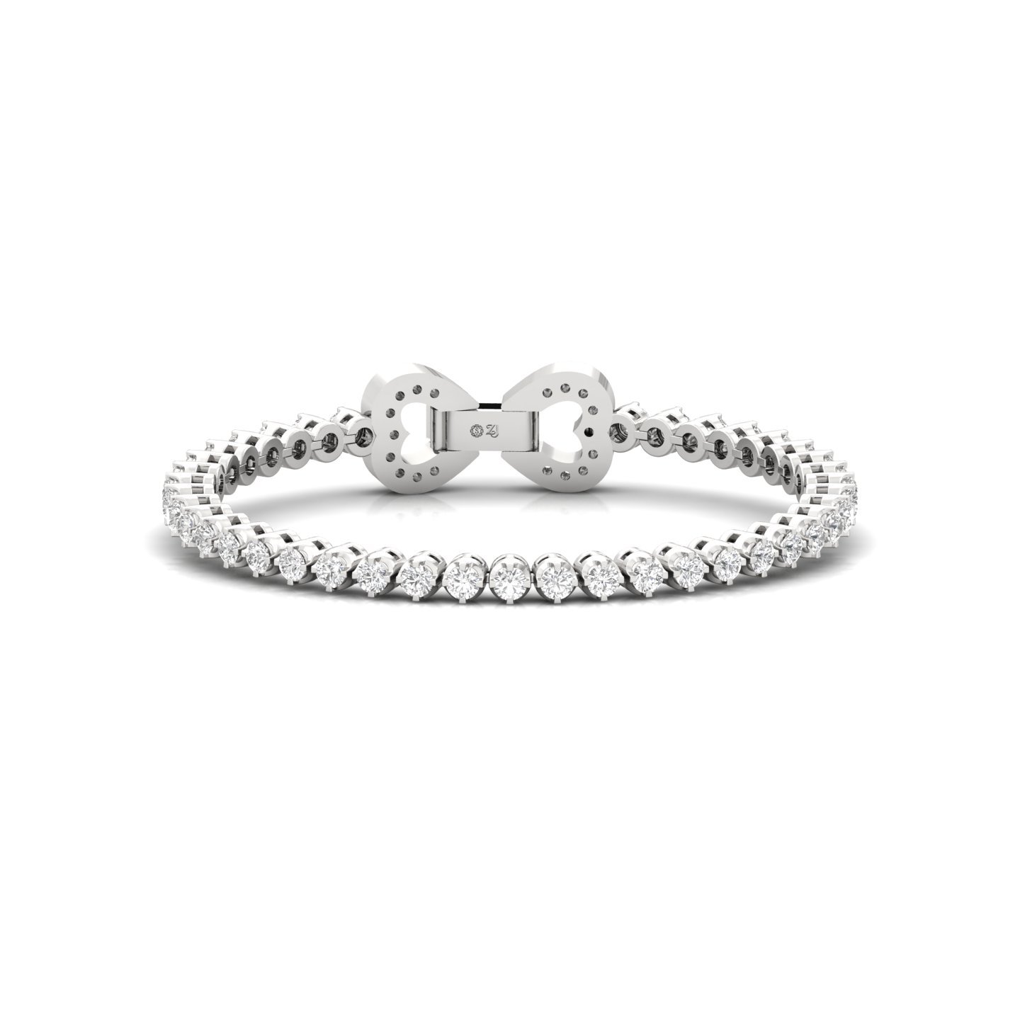 Diamond Heart Clasp Tennis Bracelet | Lab Grown CVD Diamond Bracelet for Women | 925 Silver | 10K | 14K | 18K | 5.5 Inch - Main View