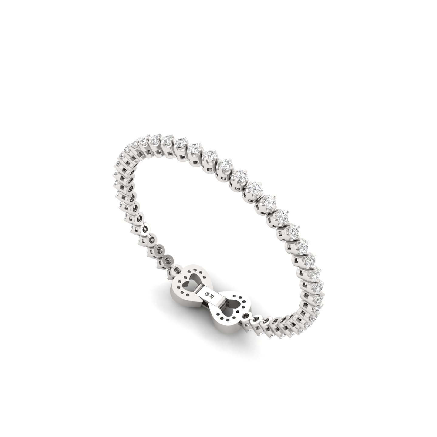 Diamond Heart Clasp Tennis Bracelet | Lab Grown CVD Diamond Bracelet for Women | 925 Silver | 10K | 14K | 18K | 5.5 Inch - View 3