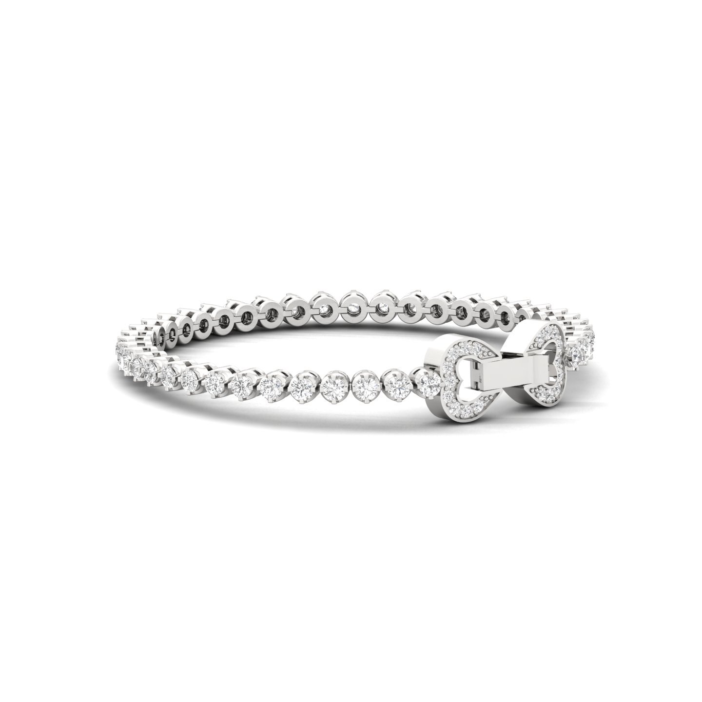 Diamond Heart Clasp Tennis Bracelet | Lab Grown CVD Diamond Bracelet for Women | 925 Silver | 10K | 14K | 18K | 5.5 Inch - View 5