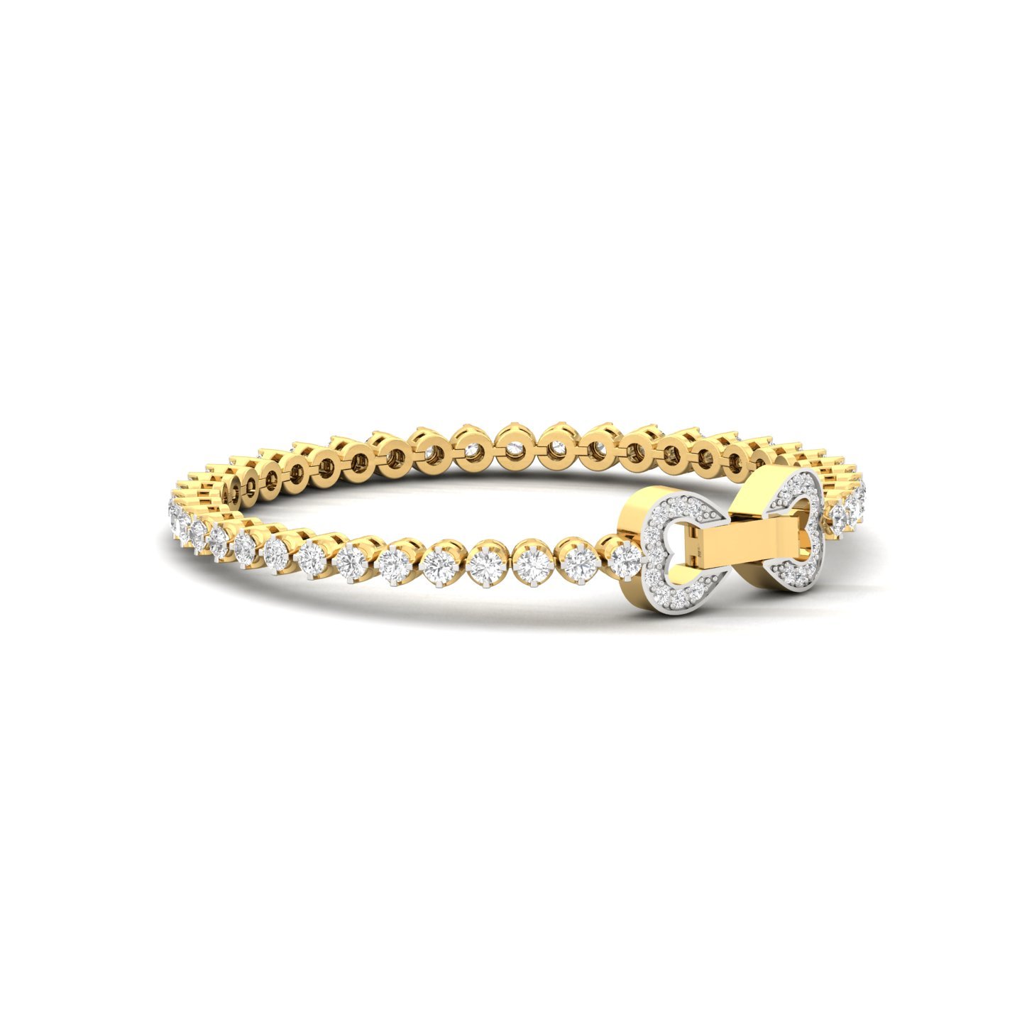 Diamond Heart Clasp Tennis Bracelet | Lab Grown CVD Diamond Bracelet for Women | 925 Silver | 10K | 14K | 18K | 5.5 Inch - View 5