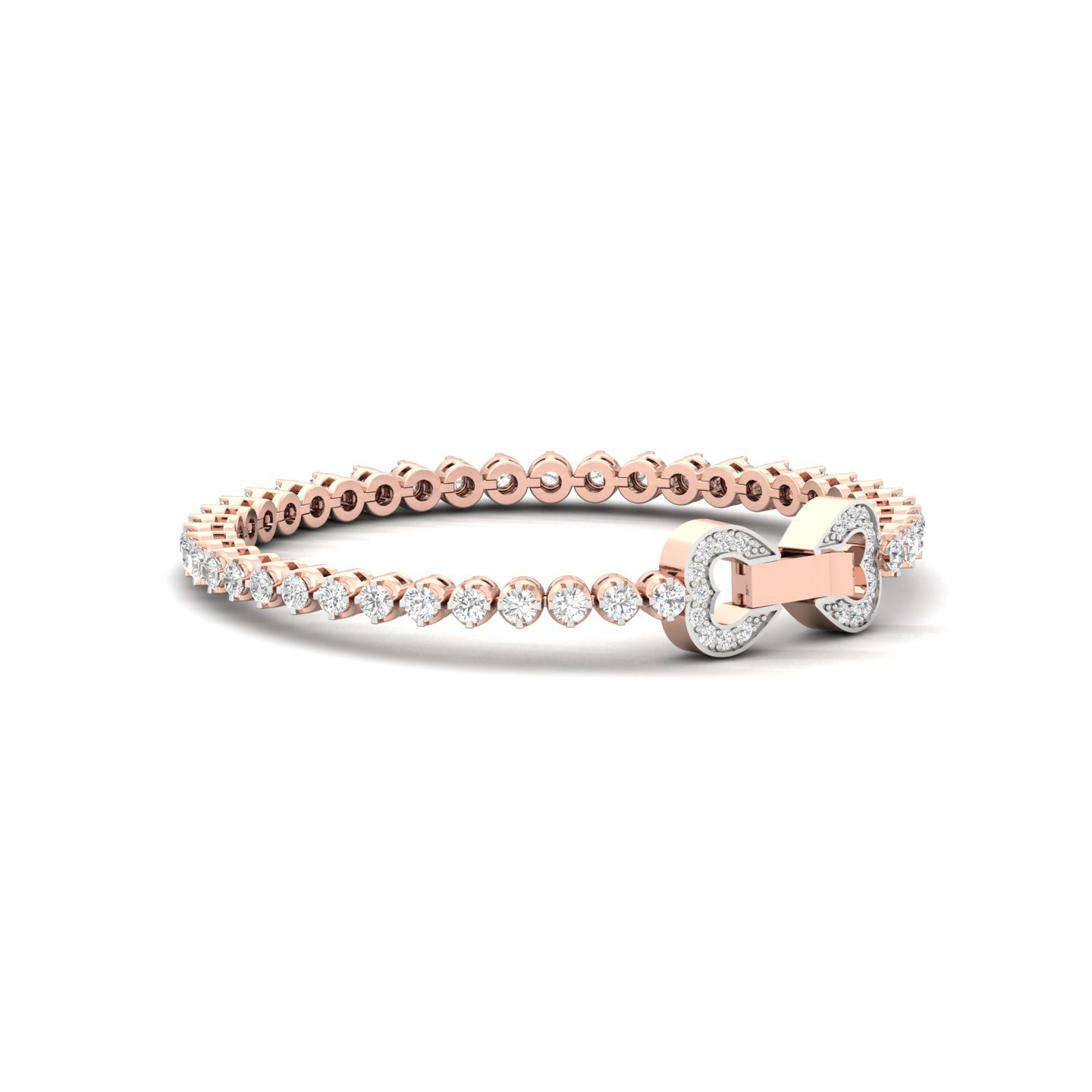 Diamond Heart Clasp Tennis Bracelet | Lab Grown CVD Diamond Bracelet for Women | 925 Silver | 10K | 14K | 18K | 5.5 Inch - View 5