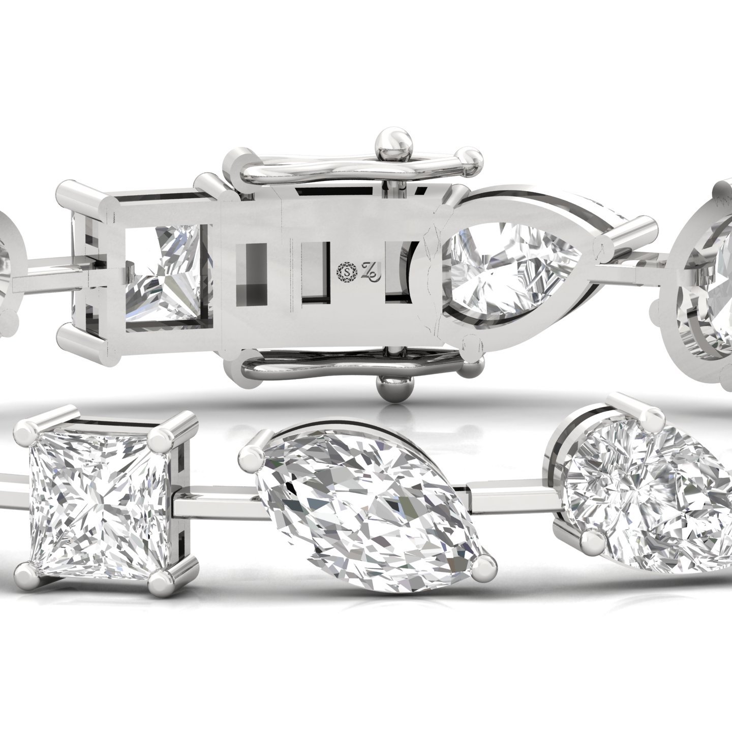 Multi-Shape Lab Grown Diamond Bracelet | CVD Certified Diamond Designer Bracelet | 925 Silver | 10K | 14K | 18K | 7 Inch - View 2