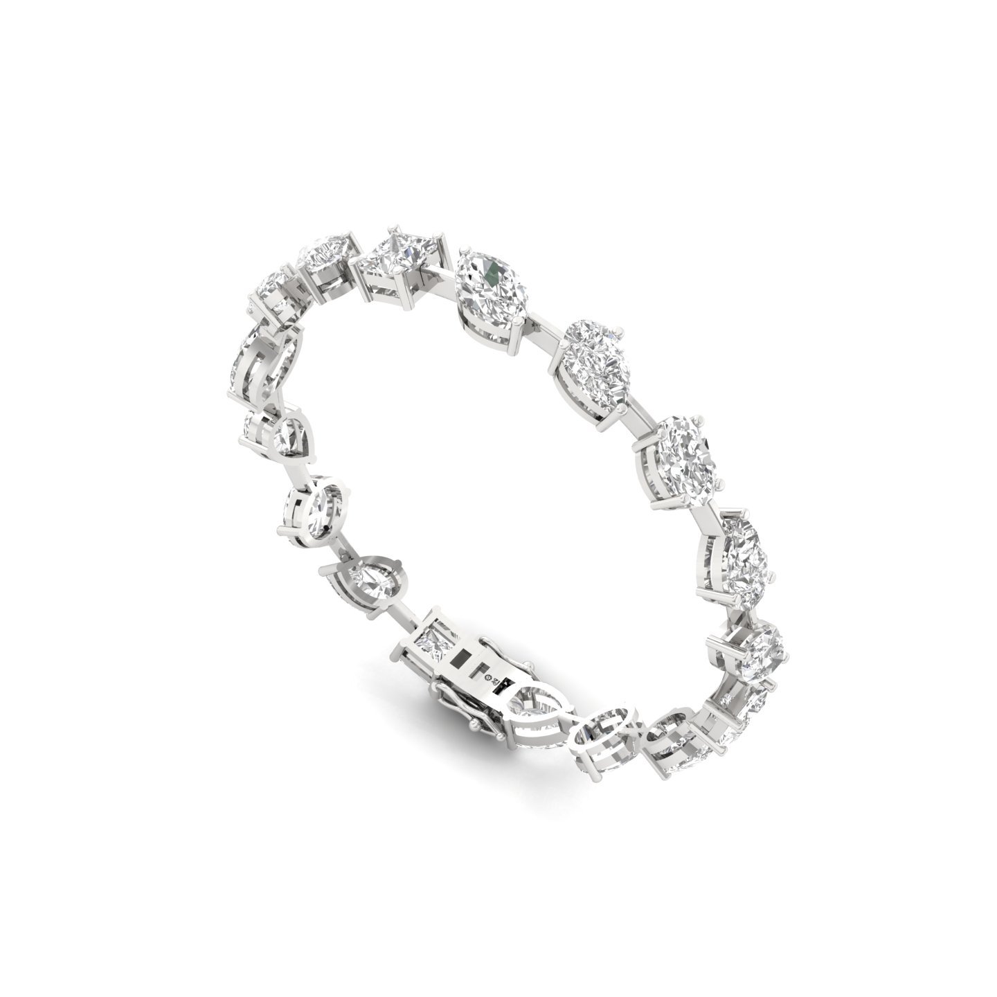 Multi-Shape Lab Grown Diamond Bracelet | CVD Certified Diamond Designer Bracelet | 925 Silver | 10K | 14K | 18K | 7 Inch - View 3