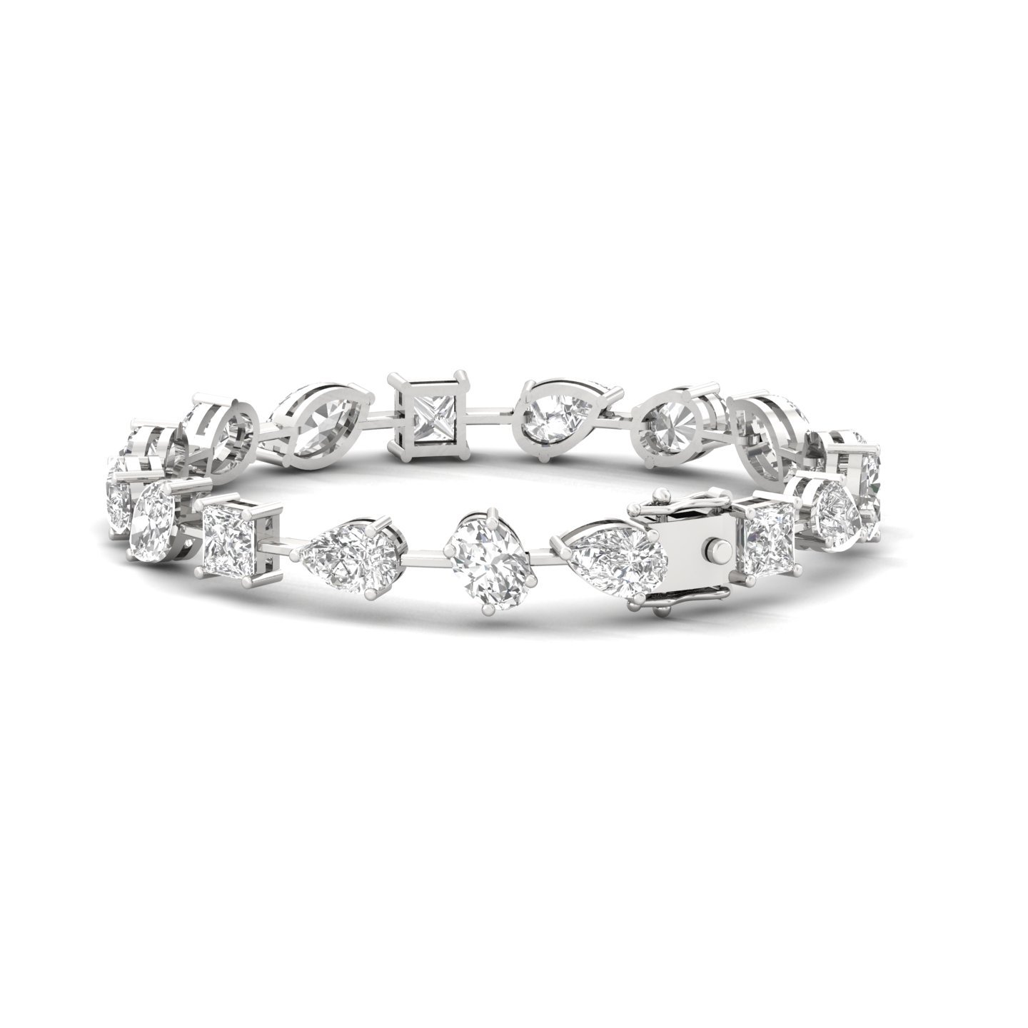 Multi-Shape Lab Grown Diamond Bracelet | CVD Certified Diamond Designer Bracelet | 925 Silver | 10K | 14K | 18K | 7 Inch - View 5