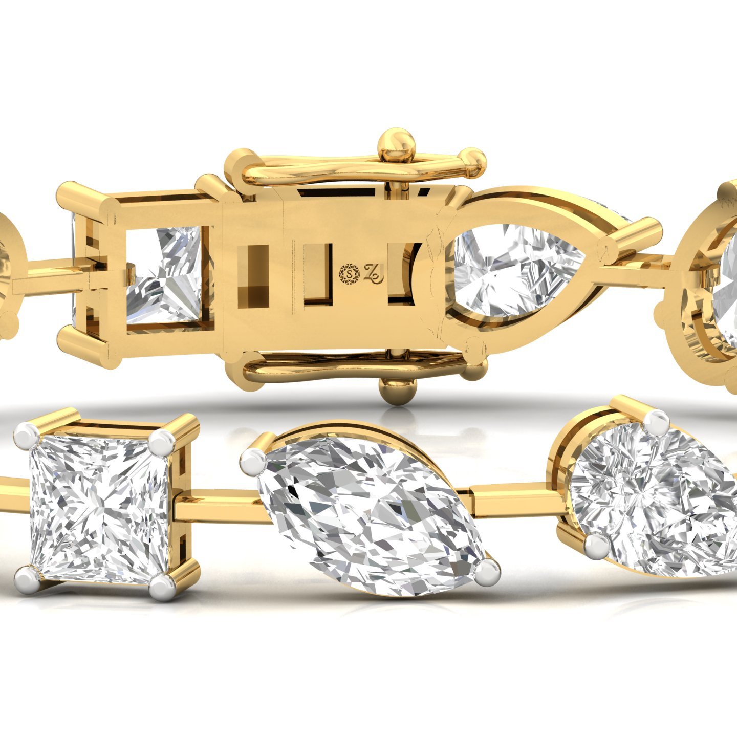 Multi-Shape Lab Grown Diamond Bracelet | CVD Certified Diamond Designer Bracelet | 925 Silver | 10K | 14K | 18K | 7 Inch - View 2