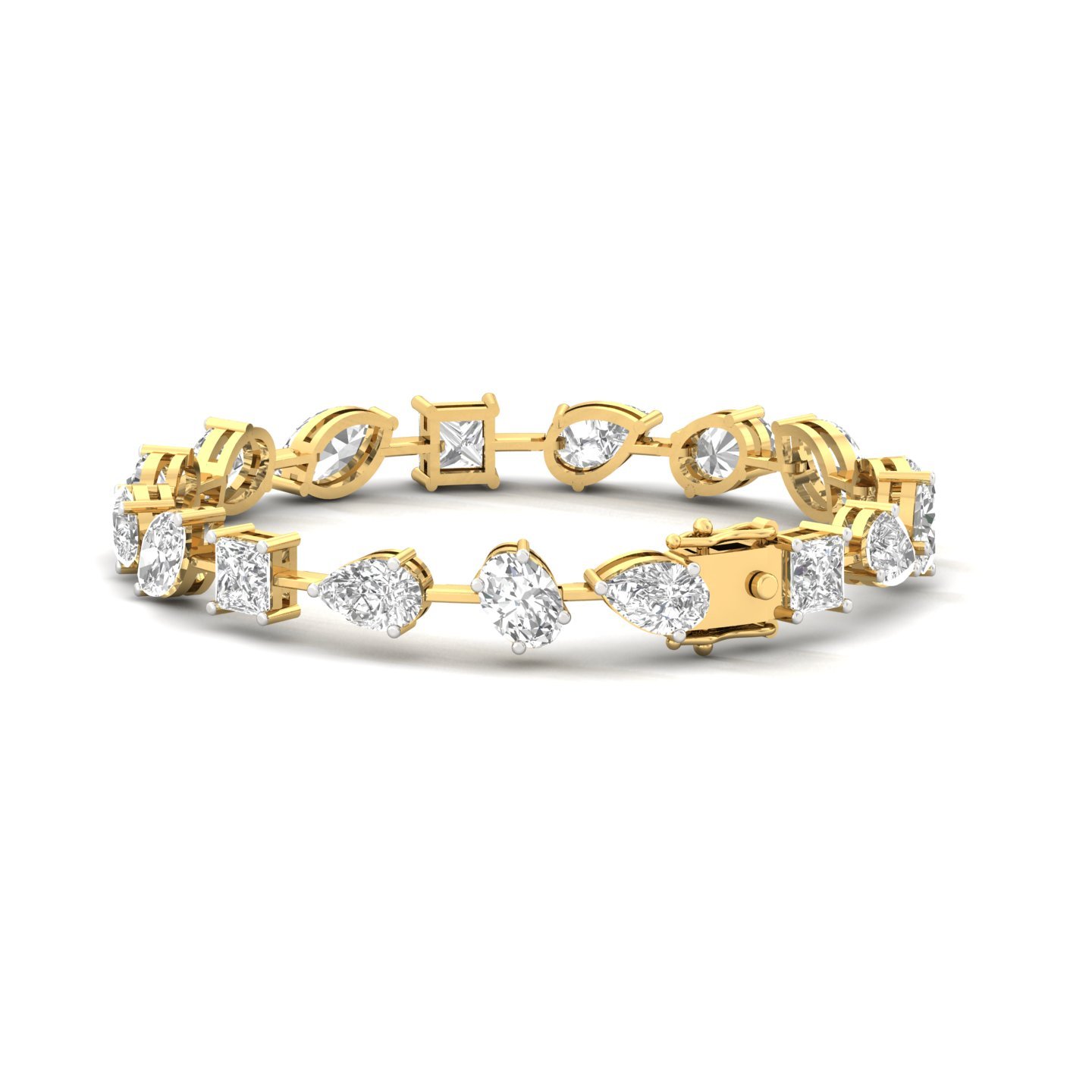 Multi-Shape Lab Grown Diamond Bracelet | CVD Certified Diamond Designer Bracelet | 925 Silver | 10K | 14K | 18K | 7 Inch - View 5