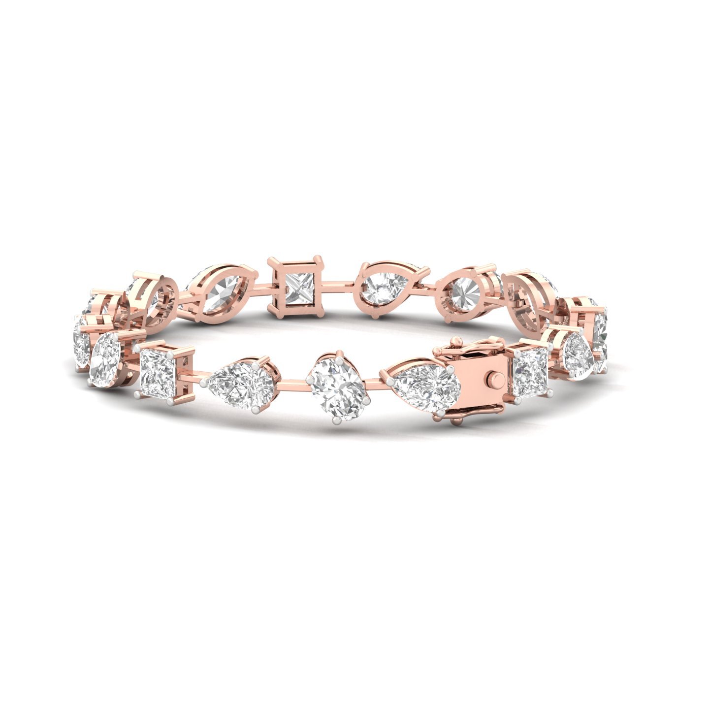 Multi-Shape Lab Grown Diamond Bracelet | CVD Certified Diamond Designer Bracelet | 925 Silver | 10K | 14K | 18K | 7 Inch - View 5