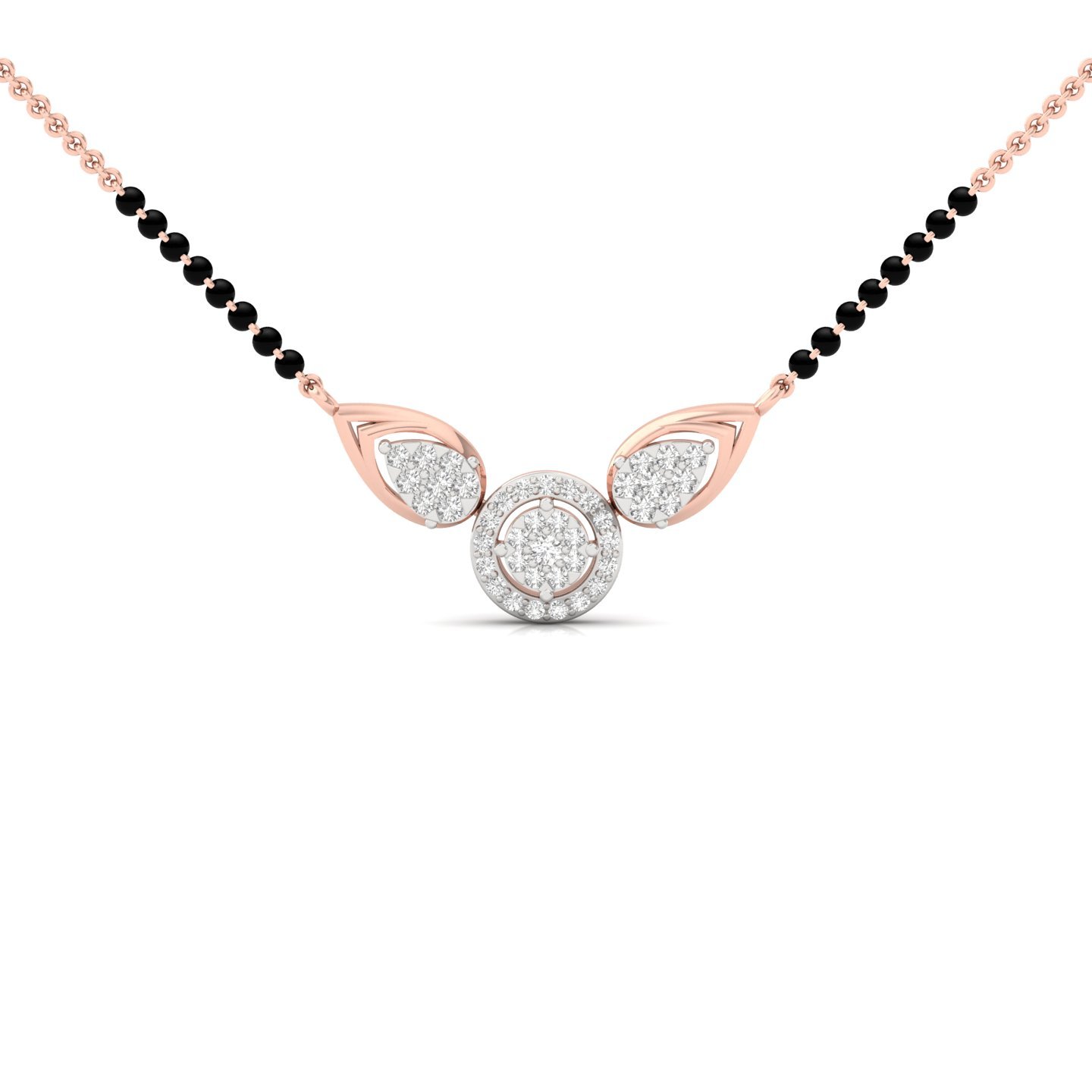 Floral Motif Lab Grown Diamond Pendant | Elegant Rose Gold Designer Pendant | CVD Diamond Jewelry | 925 Silver | 10K | 14K | 18K - Rose Gold Main View