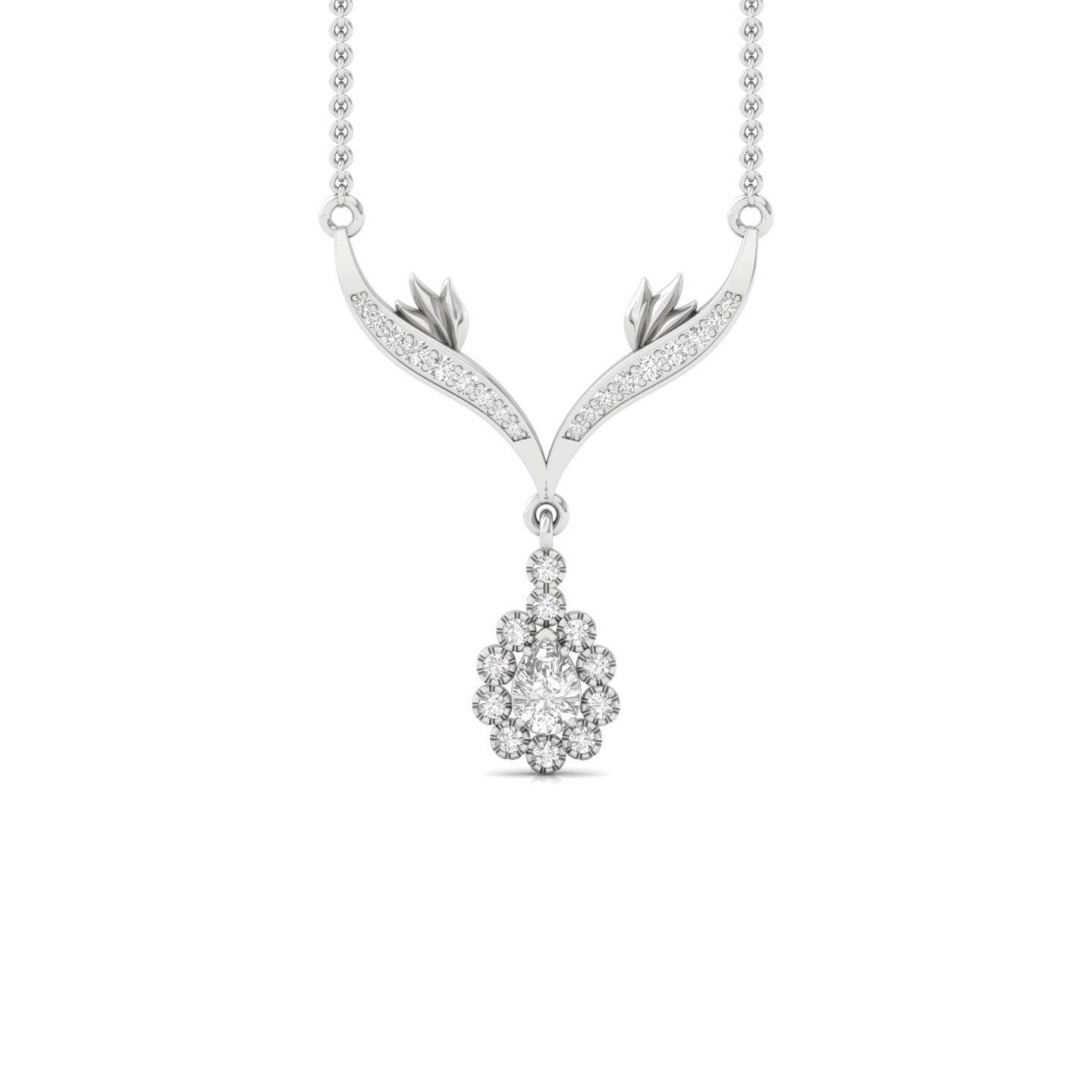 Pear Shape Emerald Lab Grown Diamond Necklace | Elegant CVD Diamond Pendant Design | 925 Silver | 10K | 14K | 18K - Main View