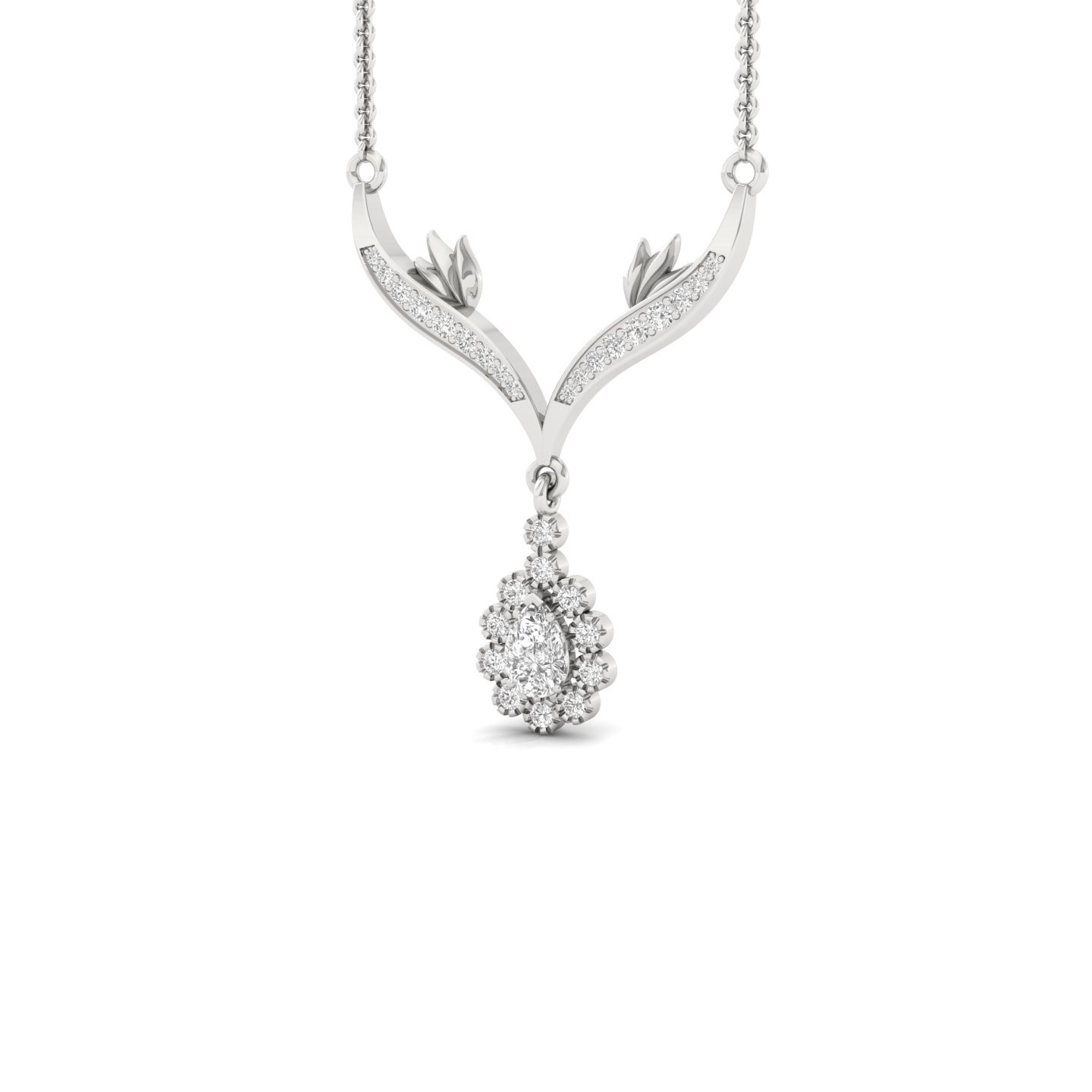 Pear Shape Emerald Lab Grown Diamond Necklace | Elegant CVD Diamond Pendant Design | 925 Silver | 10K | 14K | 18K - View 2