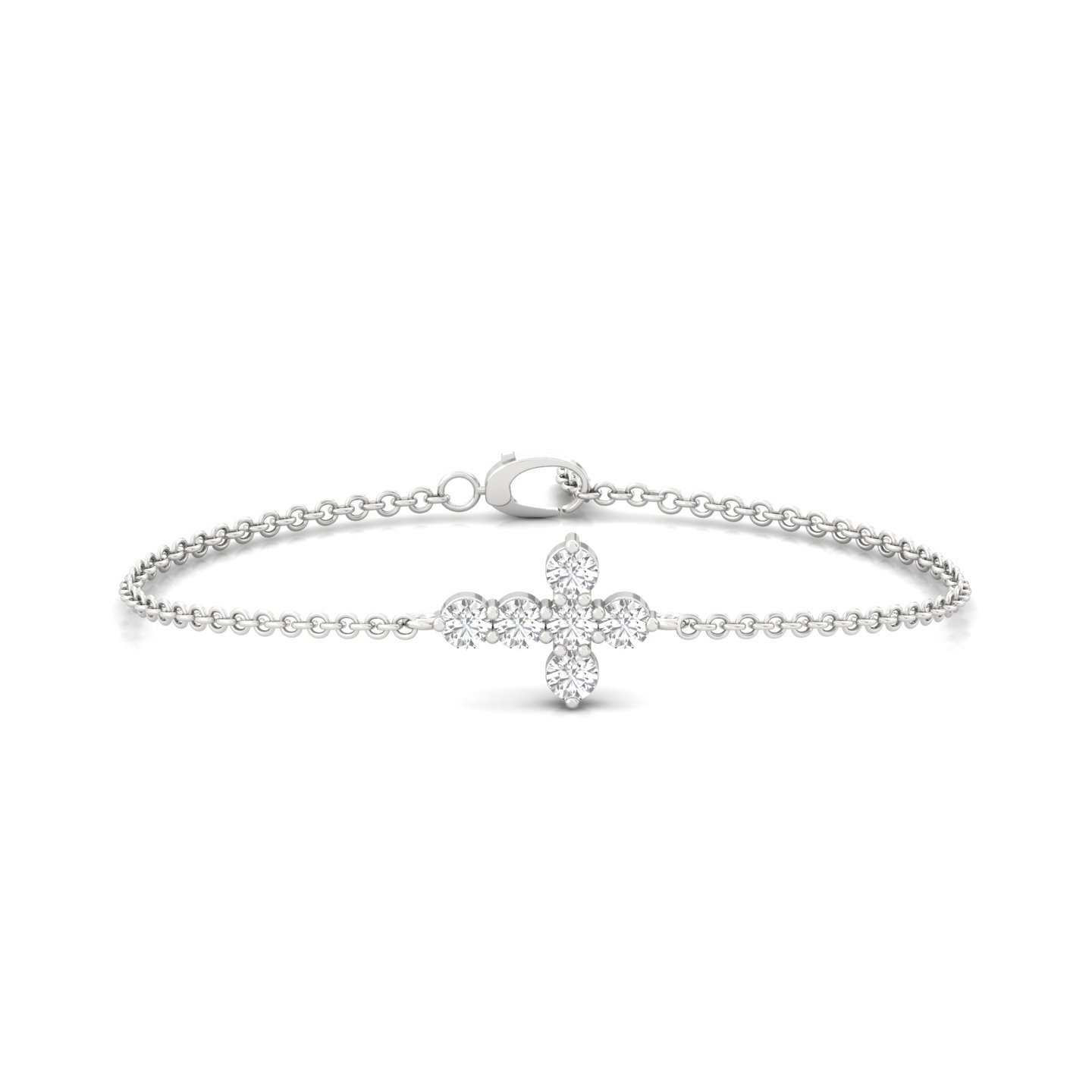 Lab Grown Diamond Floral Bracelet | Minimalist CVD Diamond Chain Bracelet | 925 Silver | 10K | 14K | 18K | Adjustable - Main View