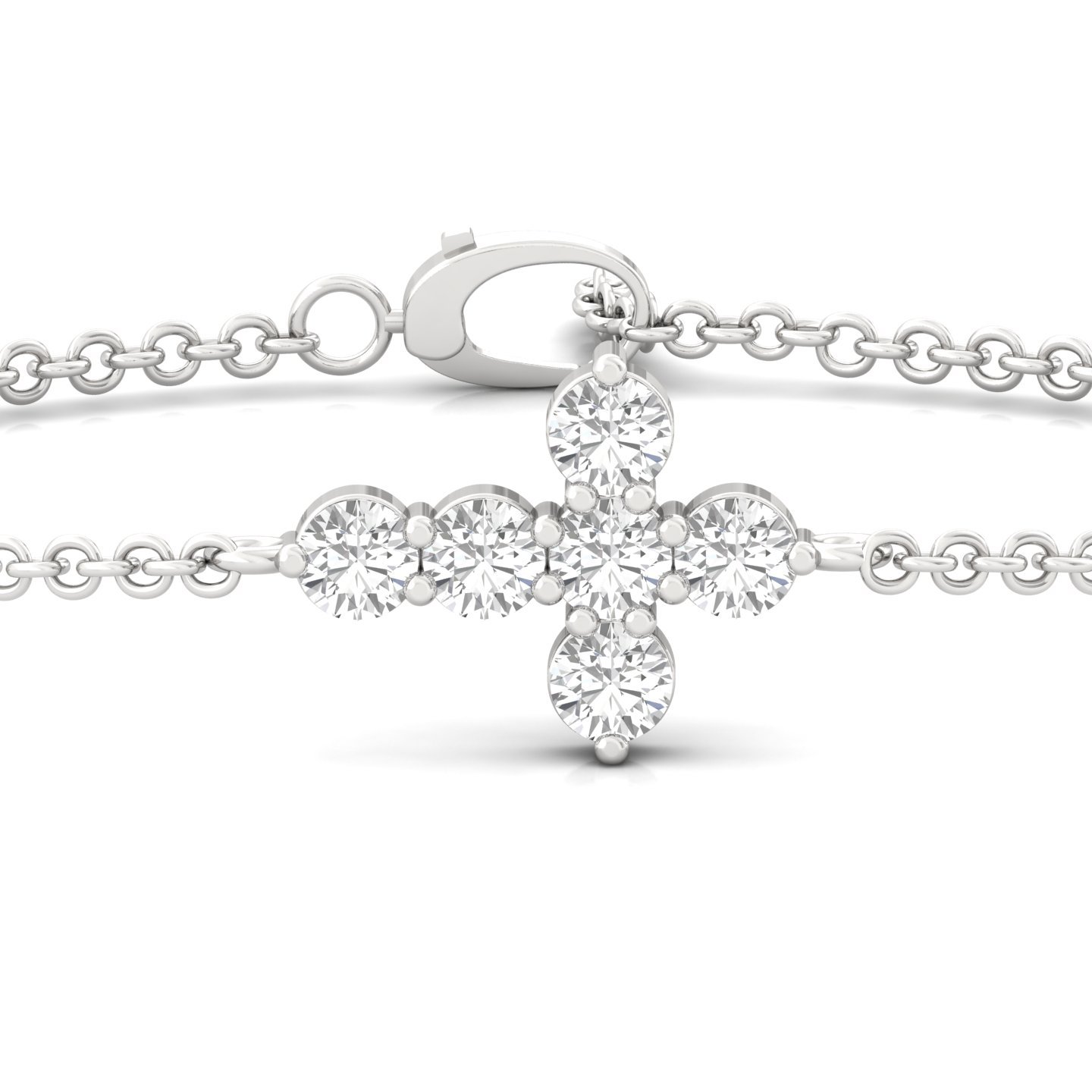 Lab Grown Diamond Floral Bracelet | Minimalist CVD Diamond Chain Bracelet | 925 Silver | 10K | 14K | 18K | Adjustable - View 2