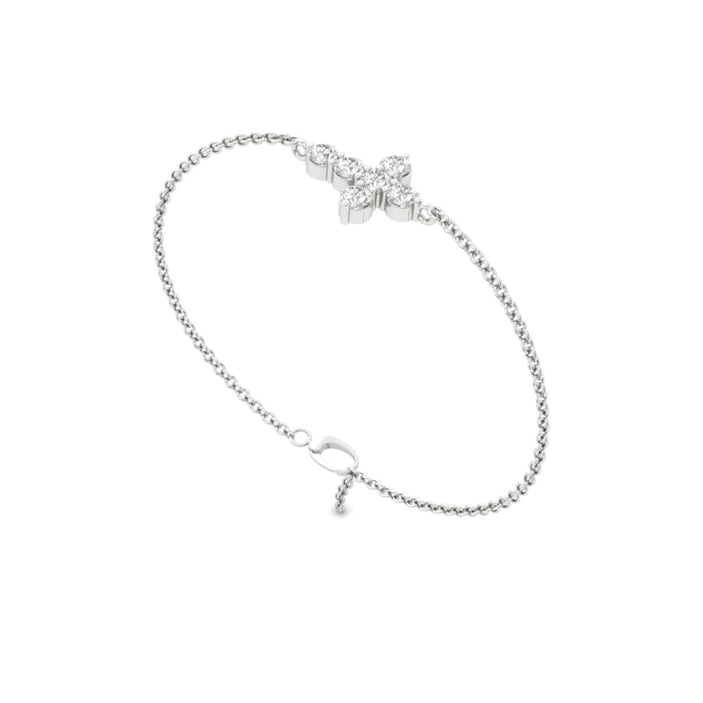 Lab Grown Diamond Floral Bracelet | Minimalist CVD Diamond Chain Bracelet | 925 Silver | 10K | 14K | 18K | Adjustable - View 3