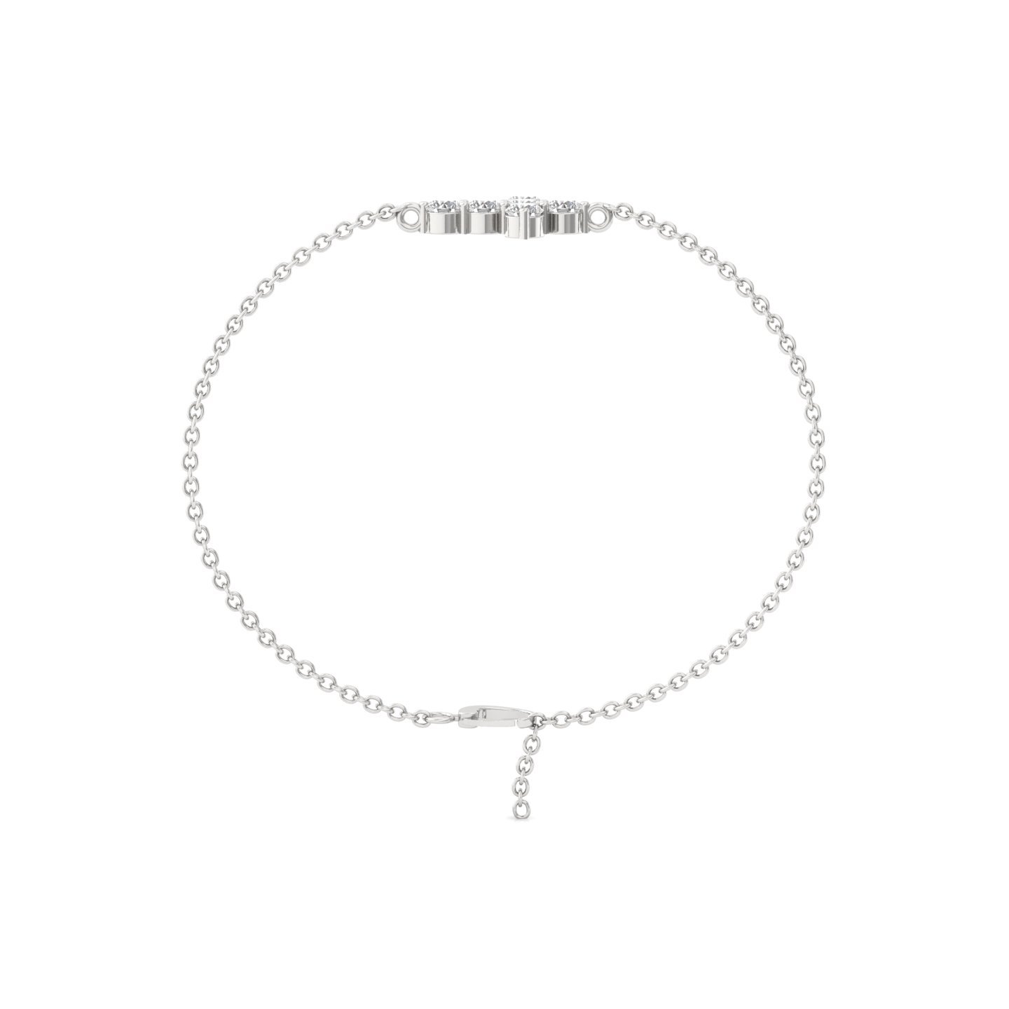 Lab Grown Diamond Floral Bracelet | Minimalist CVD Diamond Chain Bracelet | 925 Silver | 10K | 14K | 18K | Adjustable - View 4