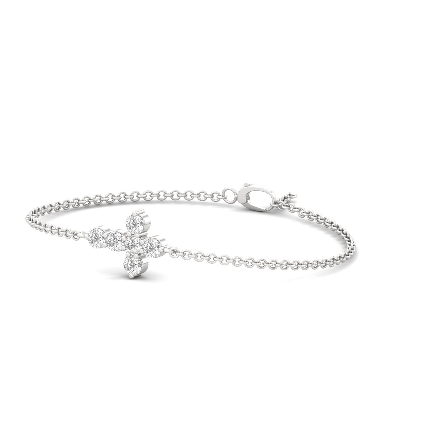 Lab Grown Diamond Floral Bracelet | Minimalist CVD Diamond Chain Bracelet | 925 Silver | 10K | 14K | 18K | Adjustable - View 5