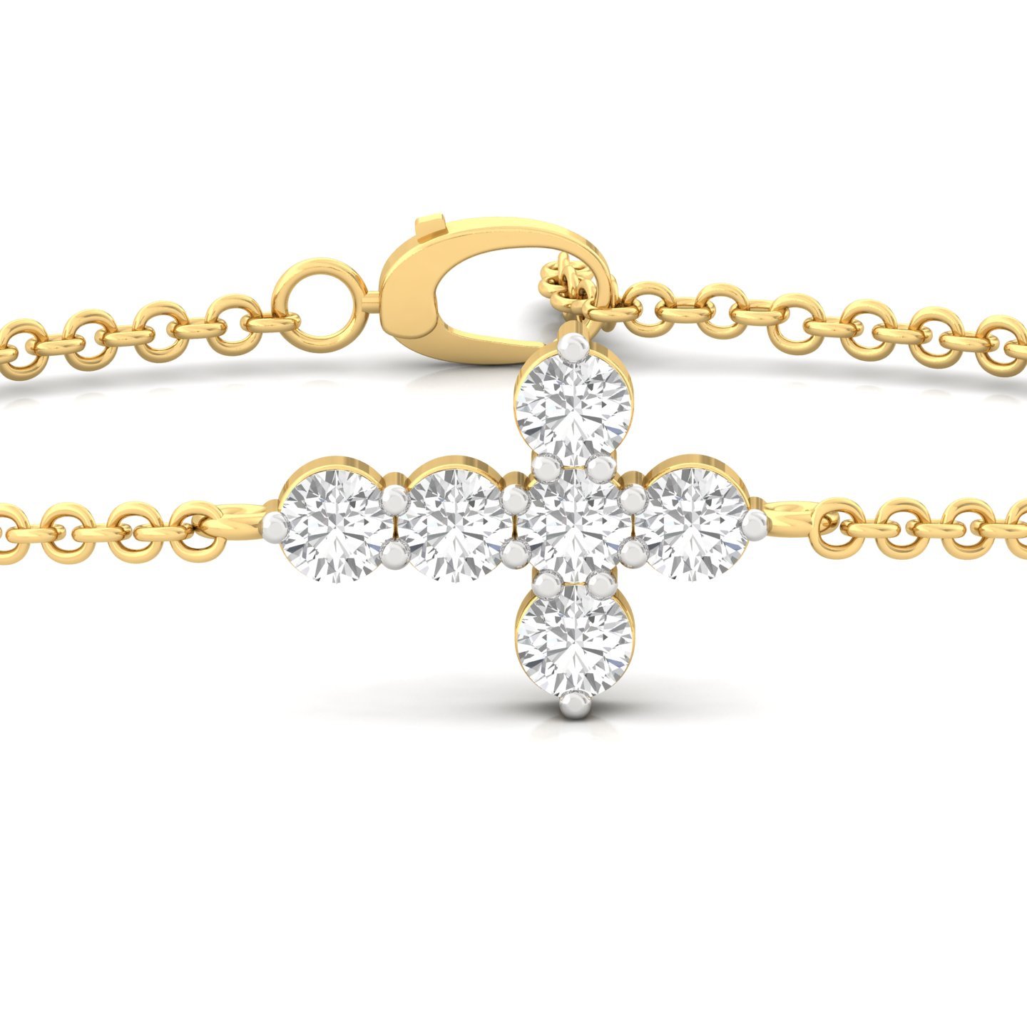 Lab Grown Diamond Floral Bracelet | Minimalist CVD Diamond Chain Bracelet | 925 Silver | 10K | 14K | 18K | Adjustable - View 2