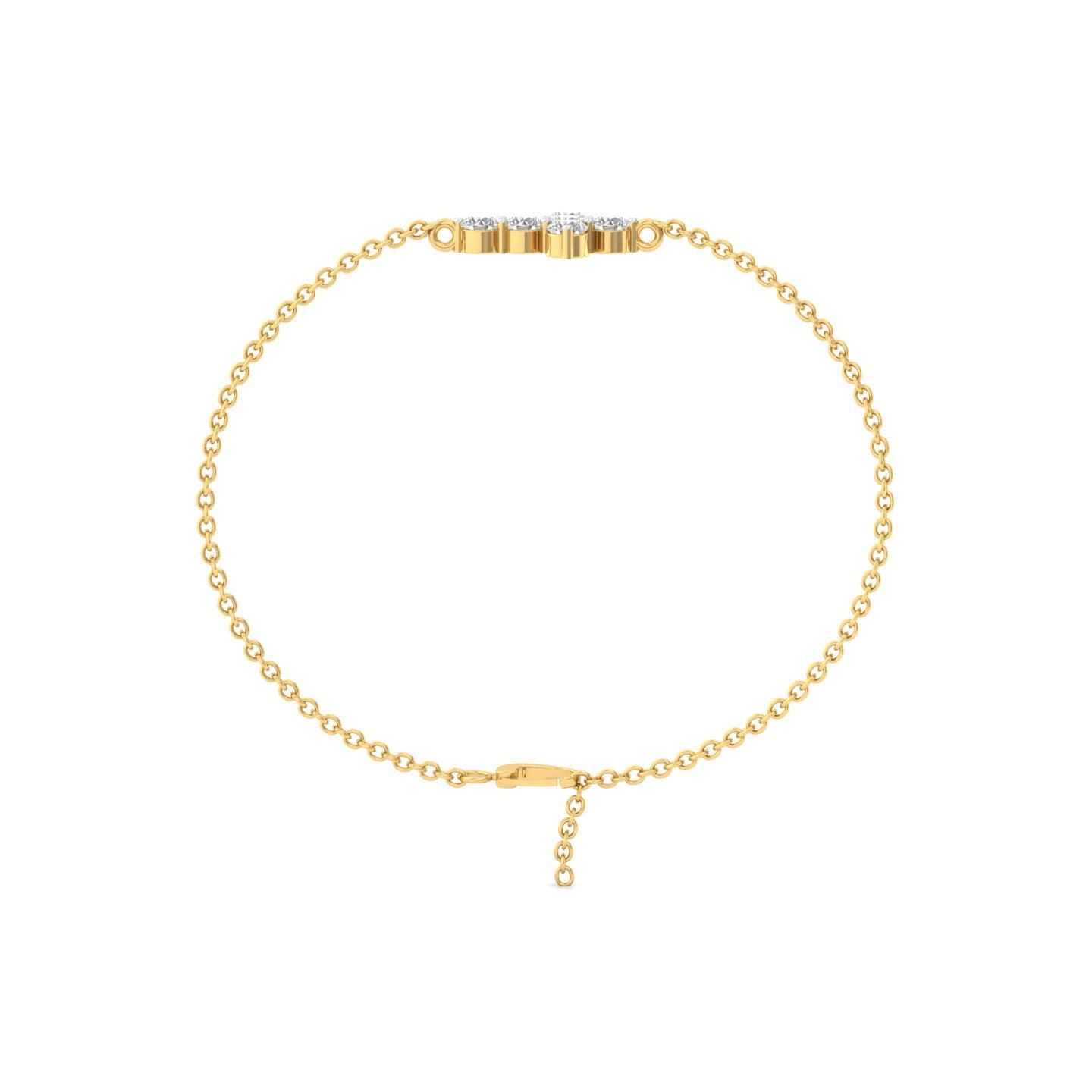 Lab Grown Diamond Floral Bracelet | Minimalist CVD Diamond Chain Bracelet | 925 Silver | 10K | 14K | 18K | Adjustable - View 4