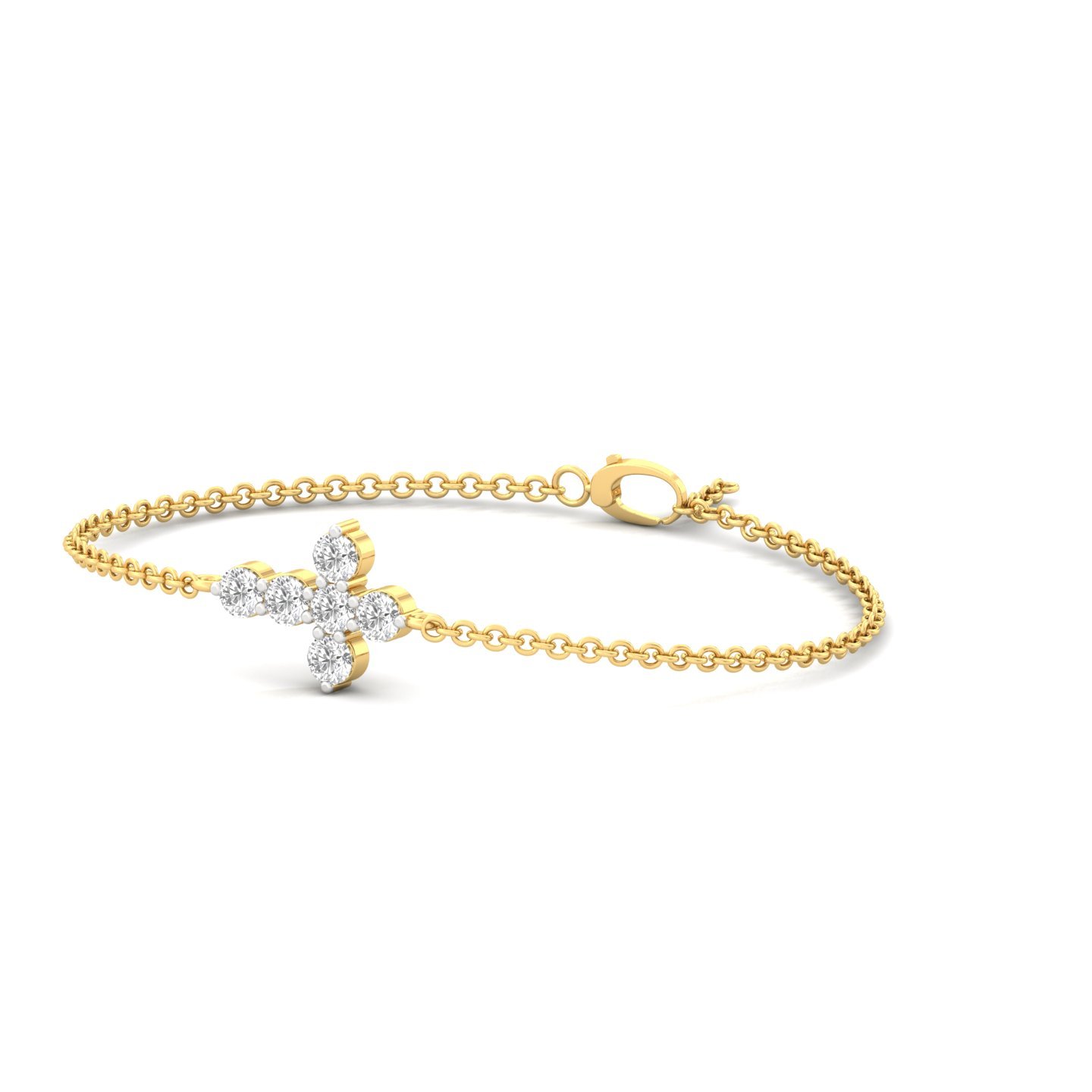 Lab Grown Diamond Floral Bracelet | Minimalist CVD Diamond Chain Bracelet | 925 Silver | 10K | 14K | 18K | Adjustable - View 5