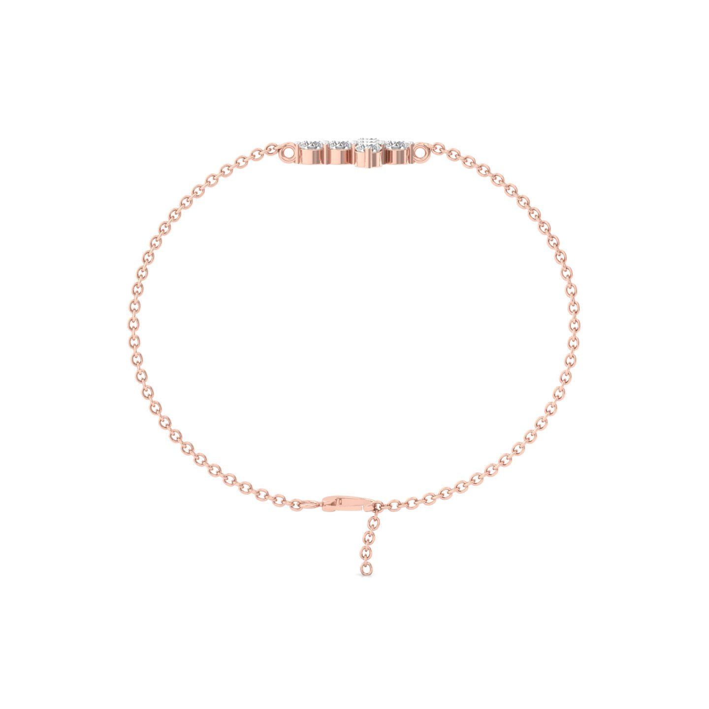 Lab Grown Diamond Floral Bracelet | Minimalist CVD Diamond Chain Bracelet | 925 Silver | 10K | 14K | 18K | Adjustable - View 4