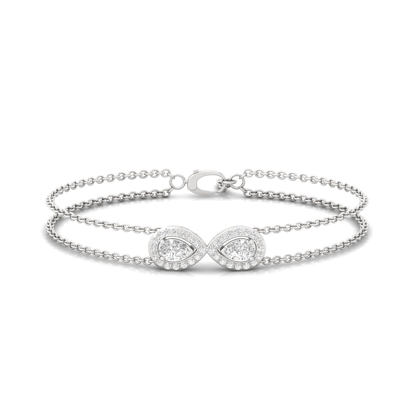 Pear Shape Lab Grown Diamond Infinity Bracelet | Elegant Dual Line CVD Diamond Chain Design | 925 Silver | 10K | 14K | 18K - Main View