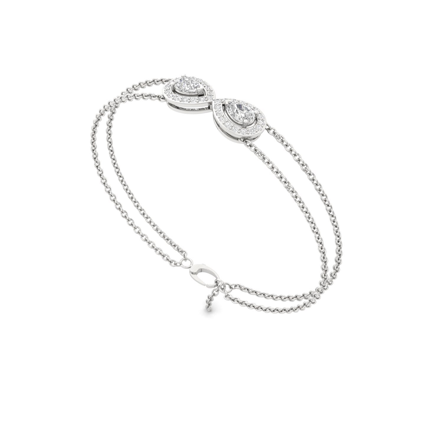 Pear Shape Lab Grown Diamond Infinity Bracelet | Elegant Dual Line CVD Diamond Chain Design | 925 Silver | 10K | 14K | 18K - View 3