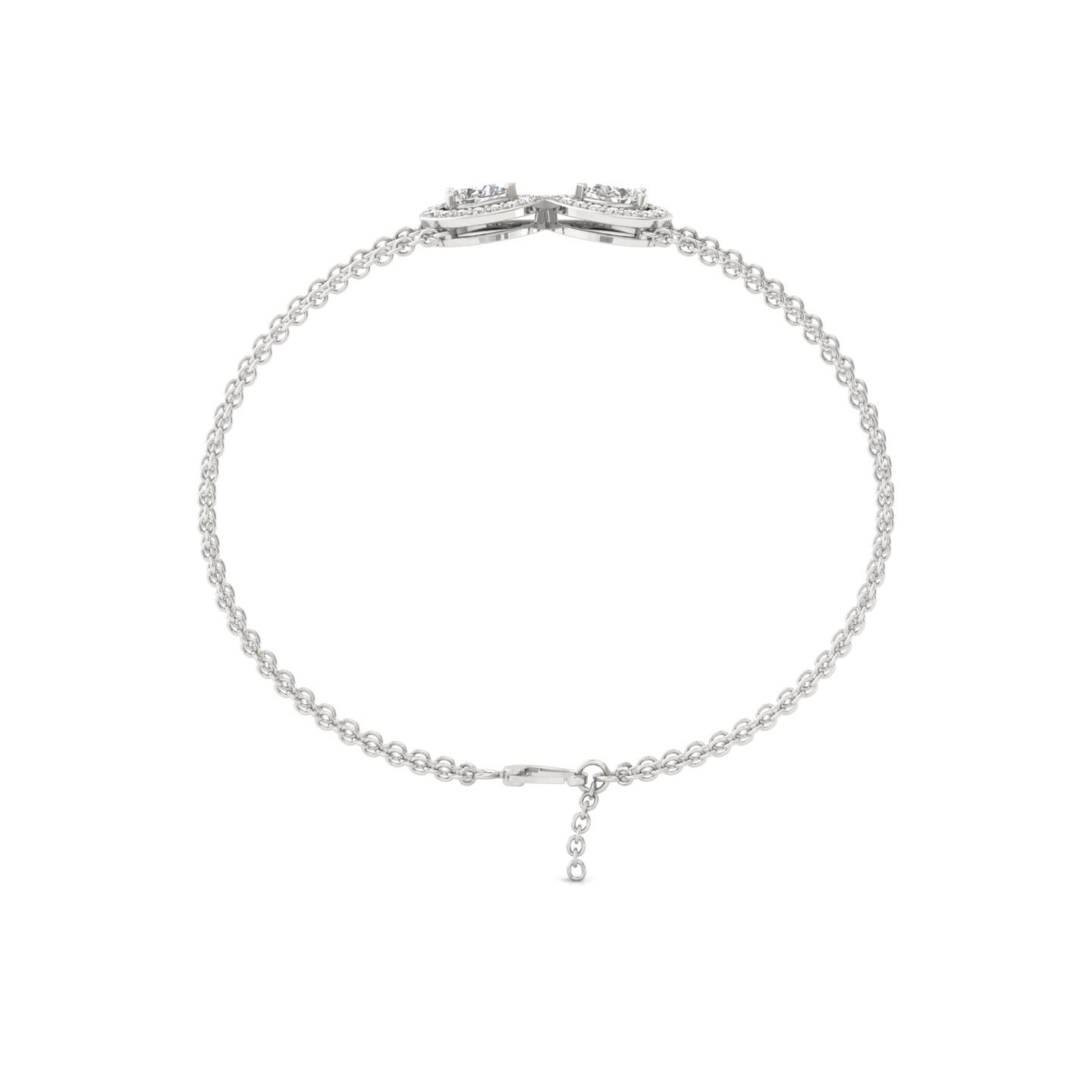 Pear Shape Lab Grown Diamond Infinity Bracelet | Elegant Dual Line CVD Diamond Chain Design | 925 Silver | 10K | 14K | 18K - View 4