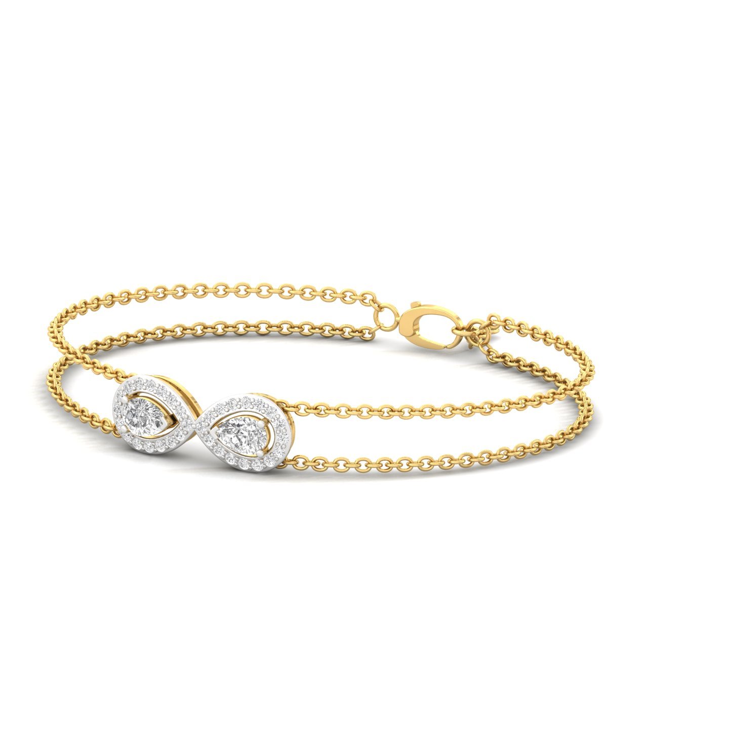 Pear Shape Lab Grown Diamond Infinity Bracelet | Elegant Dual Line CVD Diamond Chain Design | 925 Silver | 10K | 14K | 18K - View 5