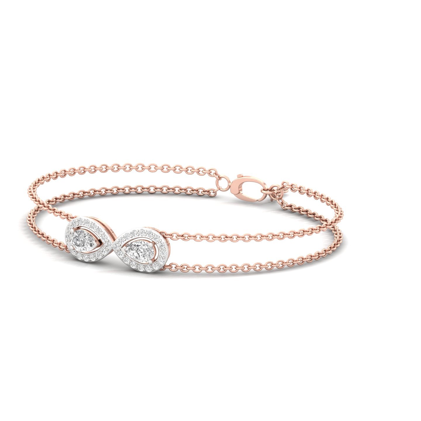 Pear Shape Lab Grown Diamond Infinity Bracelet | Elegant Dual Line CVD Diamond Chain Design | 925 Silver | 10K | 14K | 18K - View 5