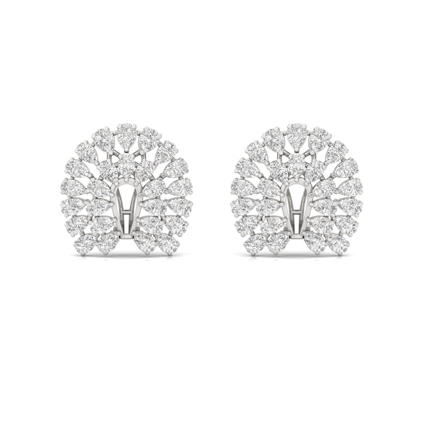 Pear Cut Lab Grown Diamond Cluster Earrings (1 Pair) | Luxurious CVD Diamond Halo Studs | 925 Silver | 10K | 14K | 18K - View 2