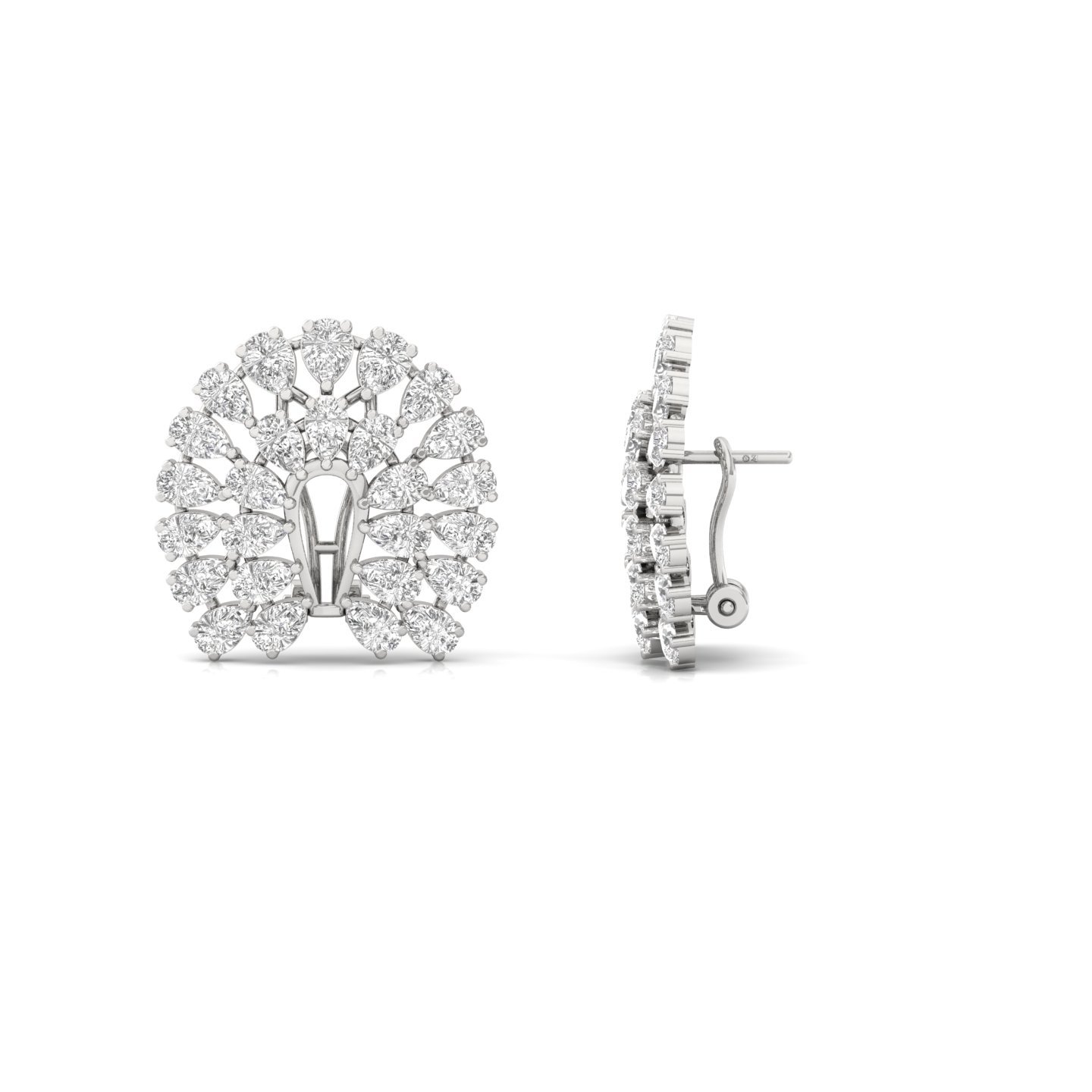 Pear Cut Lab Grown Diamond Cluster Earrings (1 Pair) | Luxurious CVD Diamond Halo Studs | 925 Silver | 10K | 14K | 18K - Main View