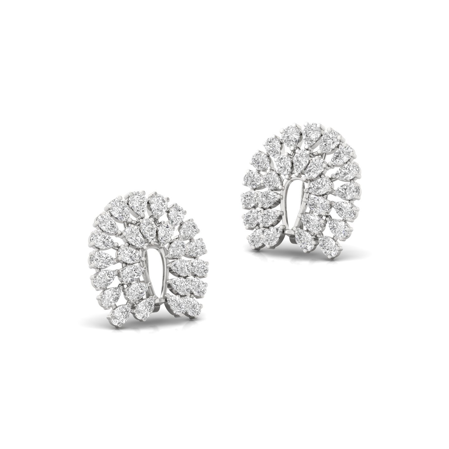 Pear Cut Lab Grown Diamond Cluster Earrings (1 Pair) | Luxurious CVD Diamond Halo Studs | 925 Silver | 10K | 14K | 18K - View 3
