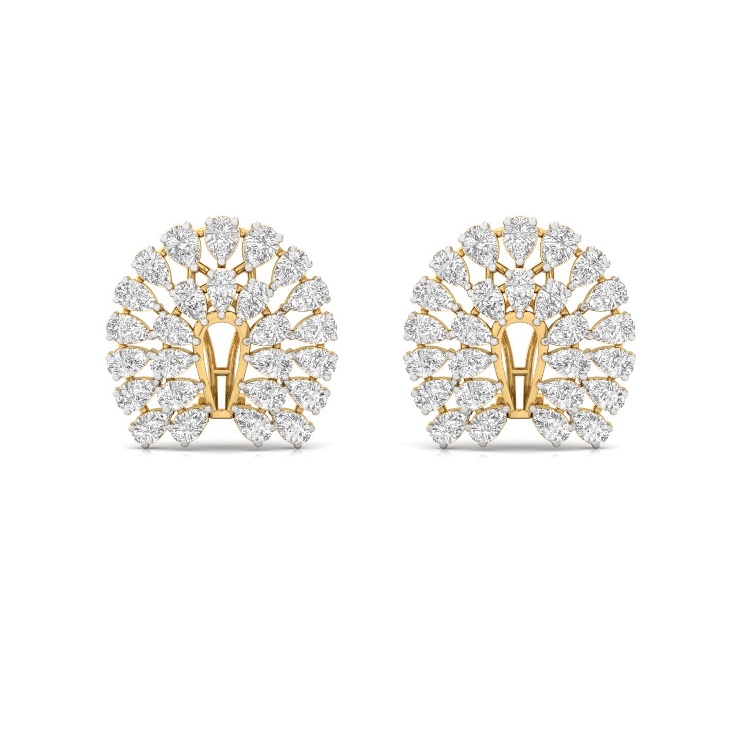 Pear Cut Lab Grown Diamond Cluster Earrings (1 Pair) | Luxurious CVD Diamond Halo Studs | 925 Silver | 10K | 14K | 18K - View 2