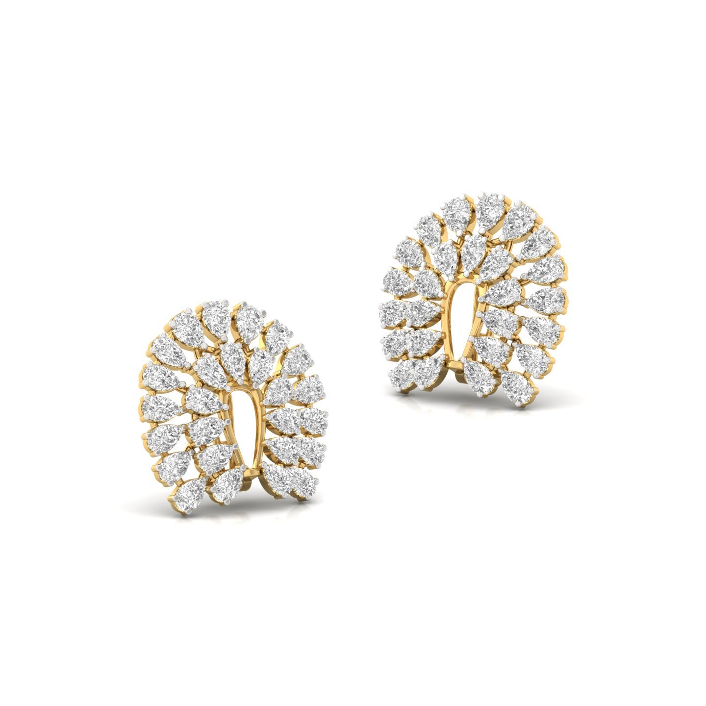 Pear Cut Lab Grown Diamond Cluster Earrings (1 Pair) | Luxurious CVD Diamond Halo Studs | 925 Silver | 10K | 14K | 18K - View 3