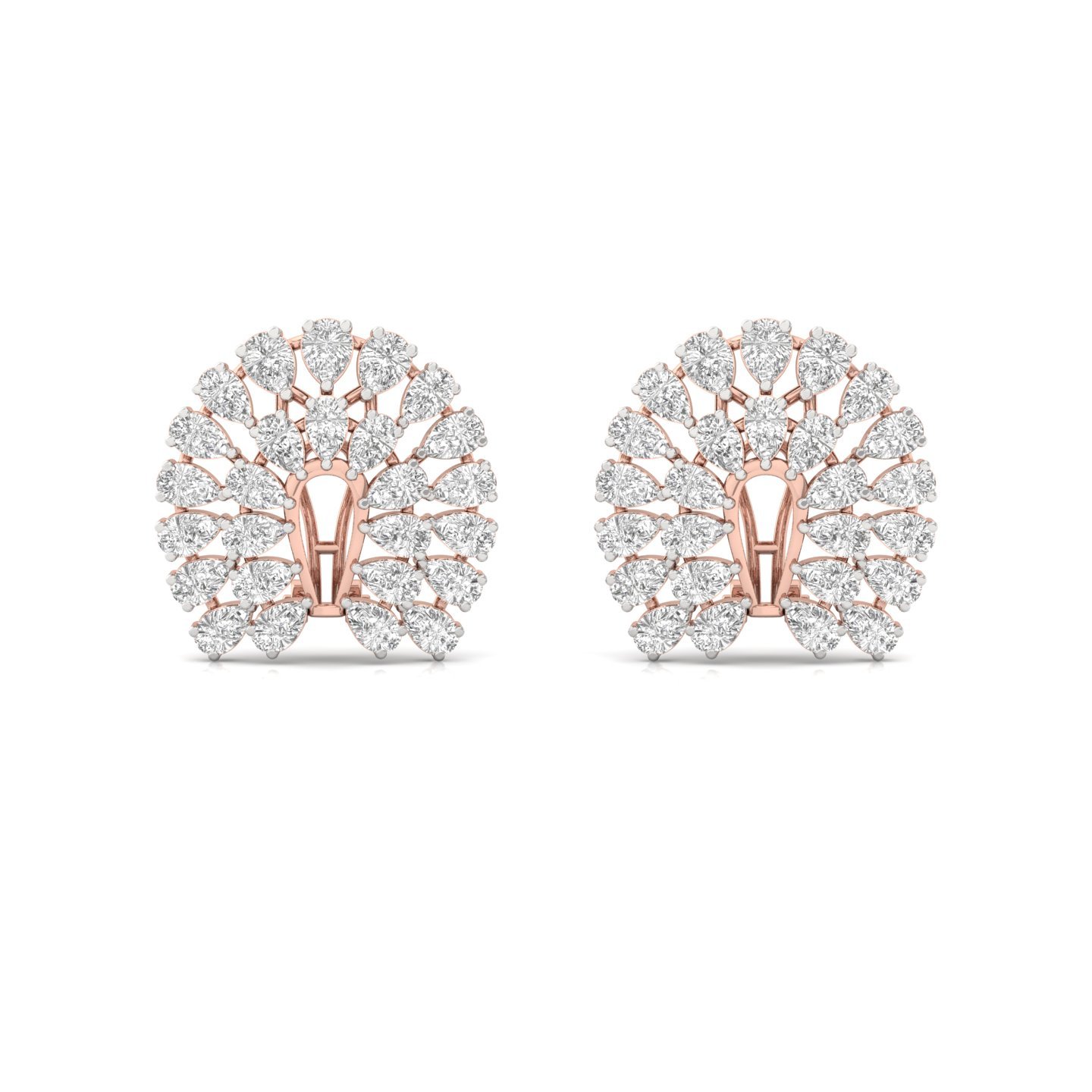 Pear Cut Lab Grown Diamond Cluster Earrings (1 Pair) | Luxurious CVD Diamond Halo Studs | 925 Silver | 10K | 14K | 18K - View 2