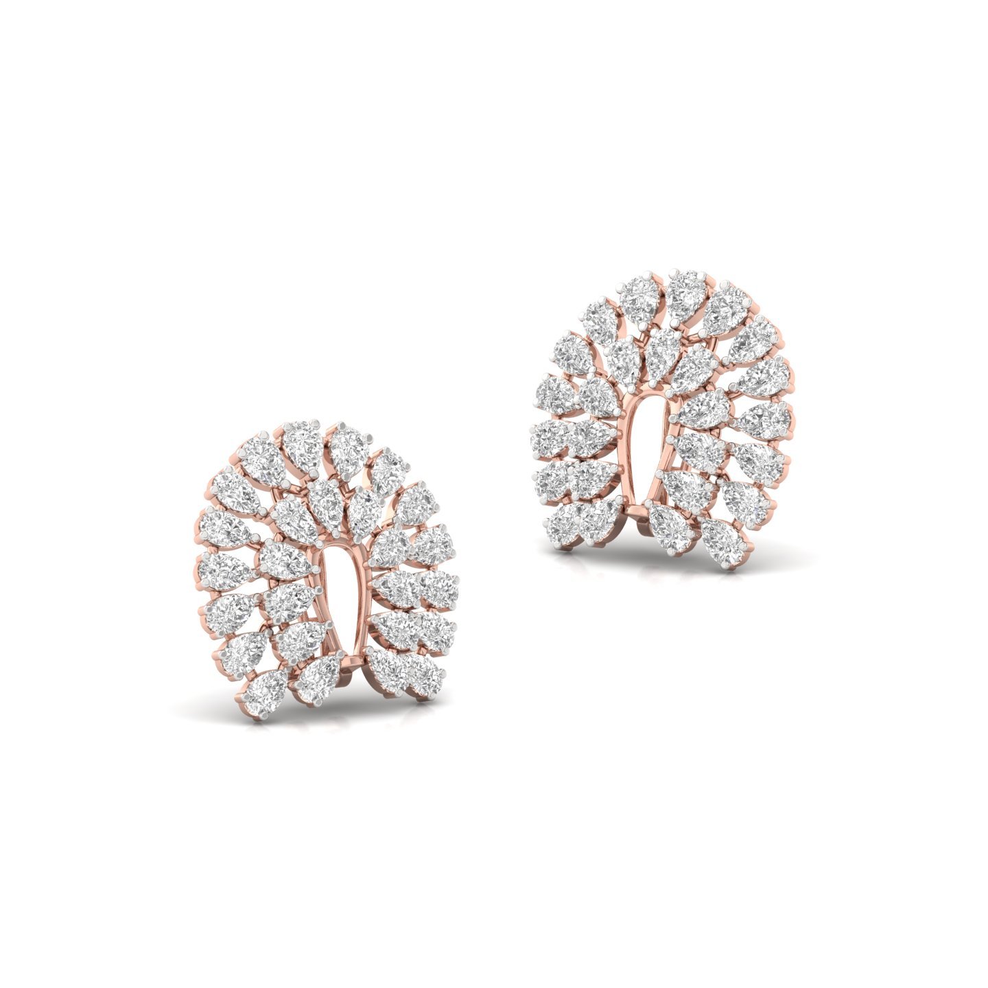 Pear Cut Lab Grown Diamond Cluster Earrings (1 Pair) | Luxurious CVD Diamond Halo Studs | 925 Silver | 10K | 14K | 18K - View 3