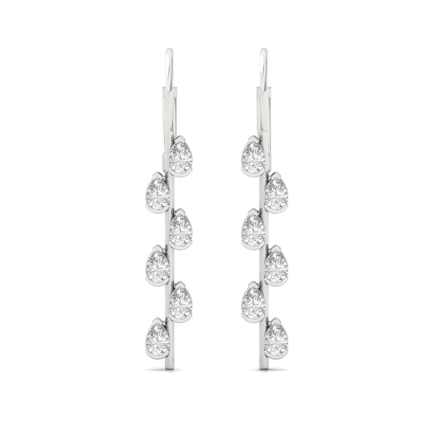 Pear Cut Diamond Long Drop Earrings (1 Pair) | Elegant Lab Grown CVD Diamond Waterfall Earrings | 925 Silver | 10K | 14K | 18K - View 2